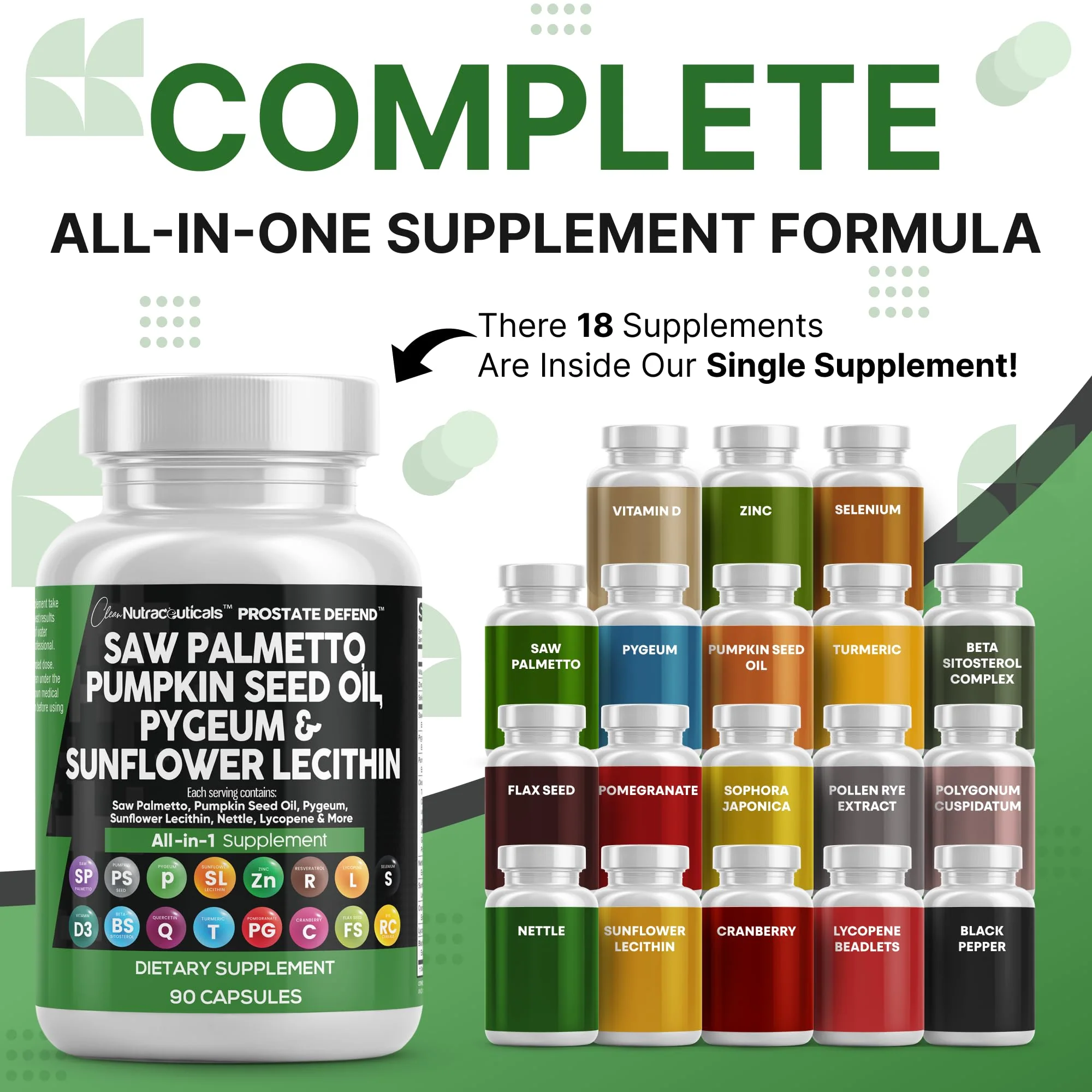 Clean Nutra Prostate Defend - Saw Palmetto, Lecithin & Pumpkin Seed Oil - 90 Caps - Image 2