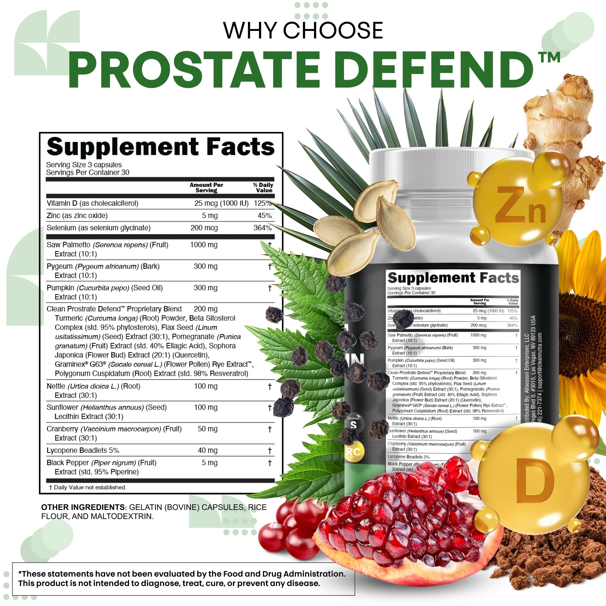 Clean Nutra Prostate Defend - Saw Palmetto, Lecithin & Pumpkin Seed Oil - 90 Caps - Image 4