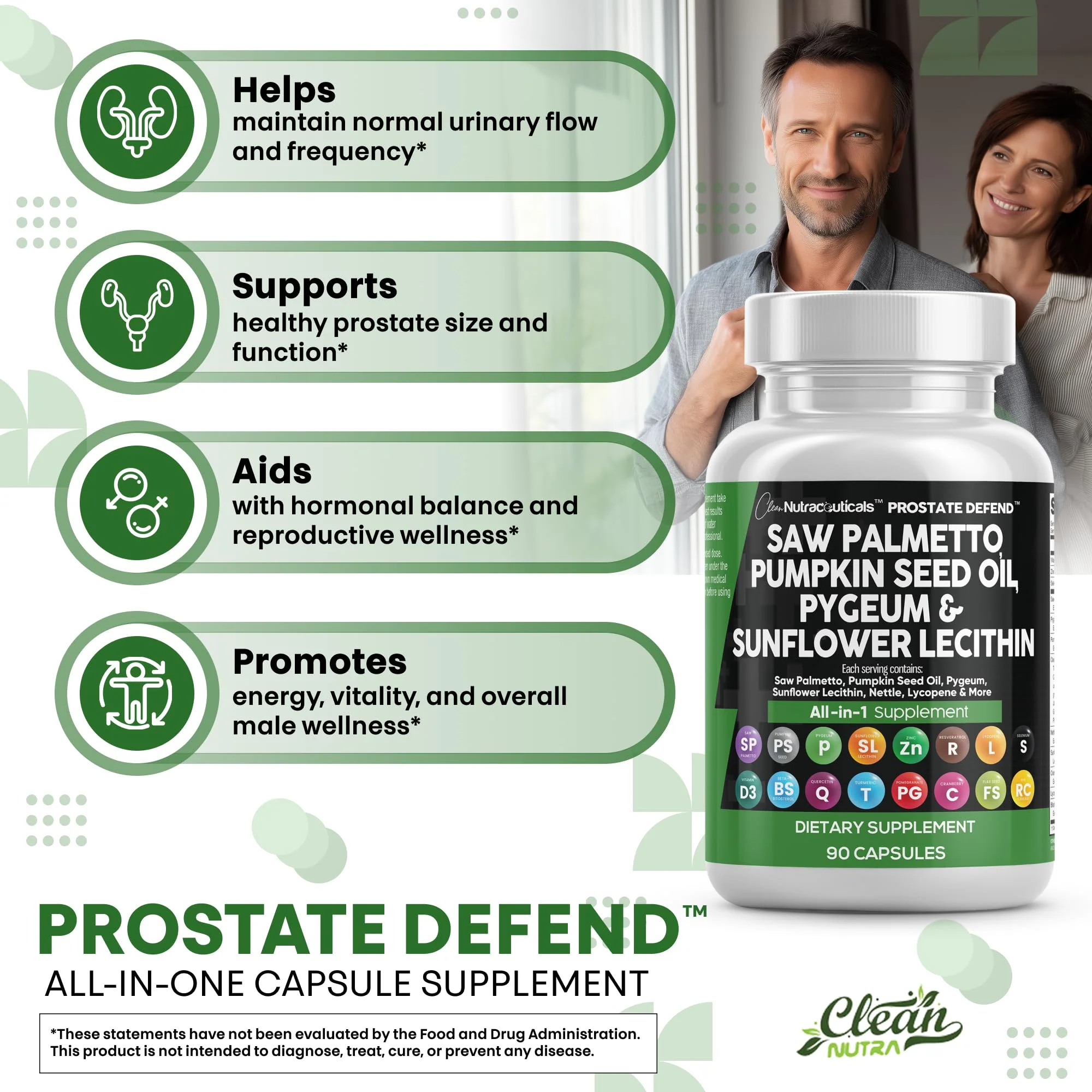 Clean Nutra Prostate Defend - Saw Palmetto, Lecithin & Pumpkin Seed Oil - 90 Caps - Image 5