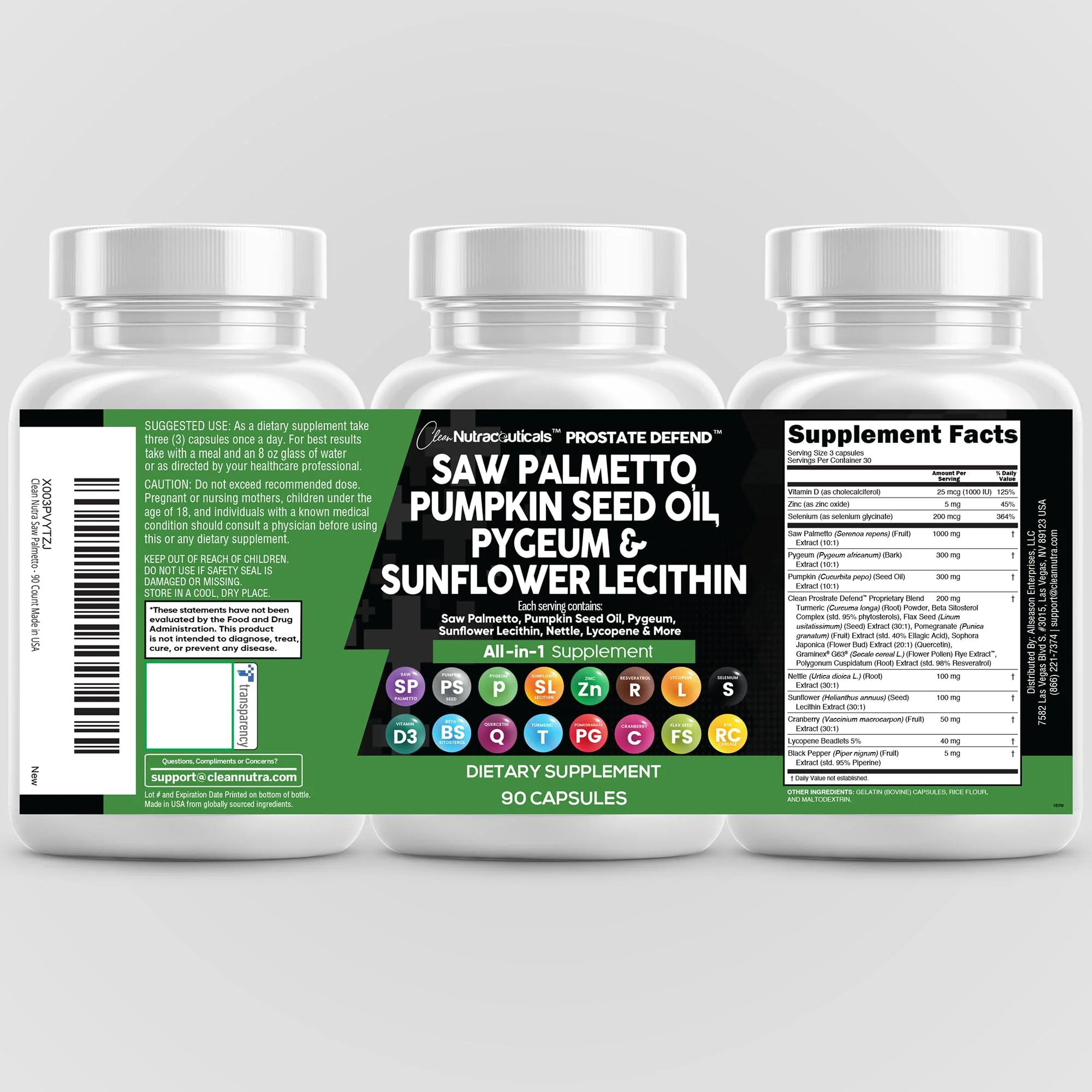 Clean Nutra Prostate Defend - Saw Palmetto, Lecithin & Pumpkin Seed Oil - 90 Caps - Image 9