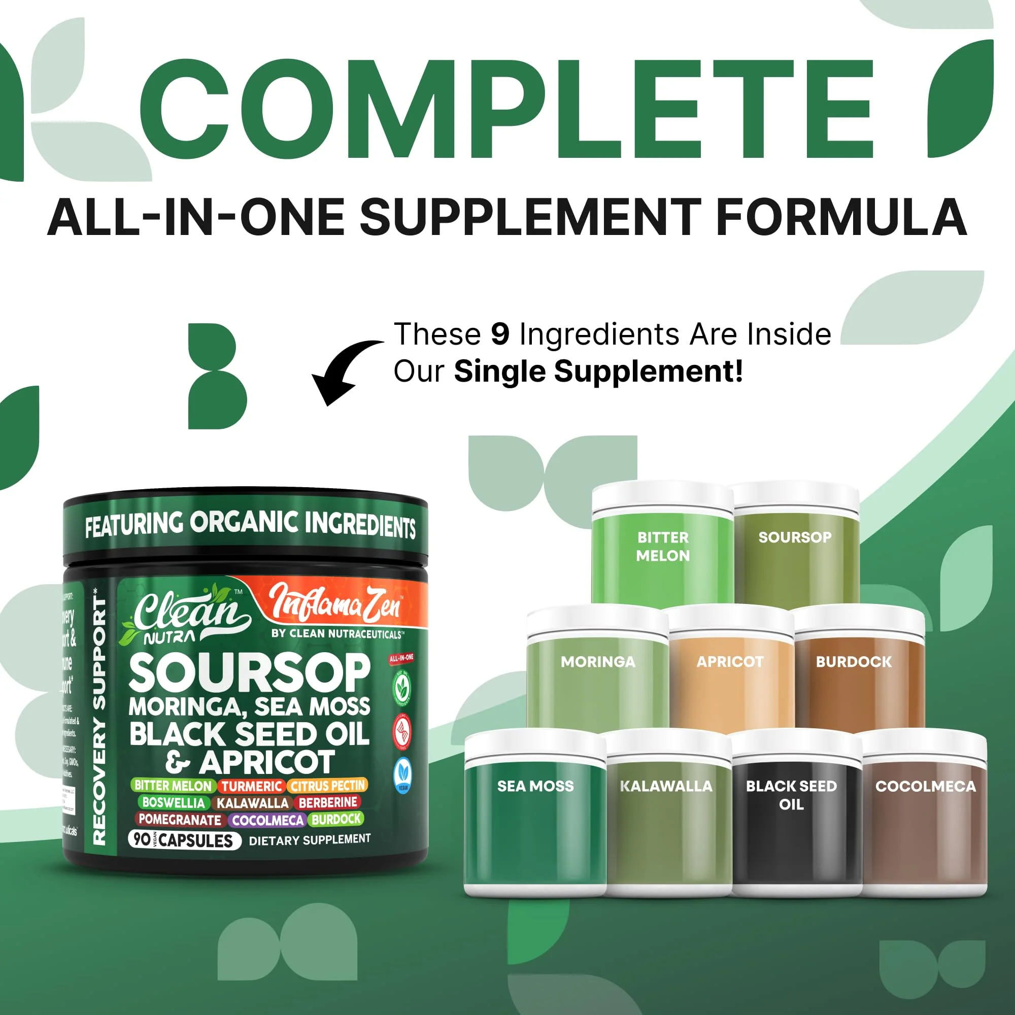 Clean Nutra Soursop Supplement with Moringa, Sea Moss & Berberine - Image 2