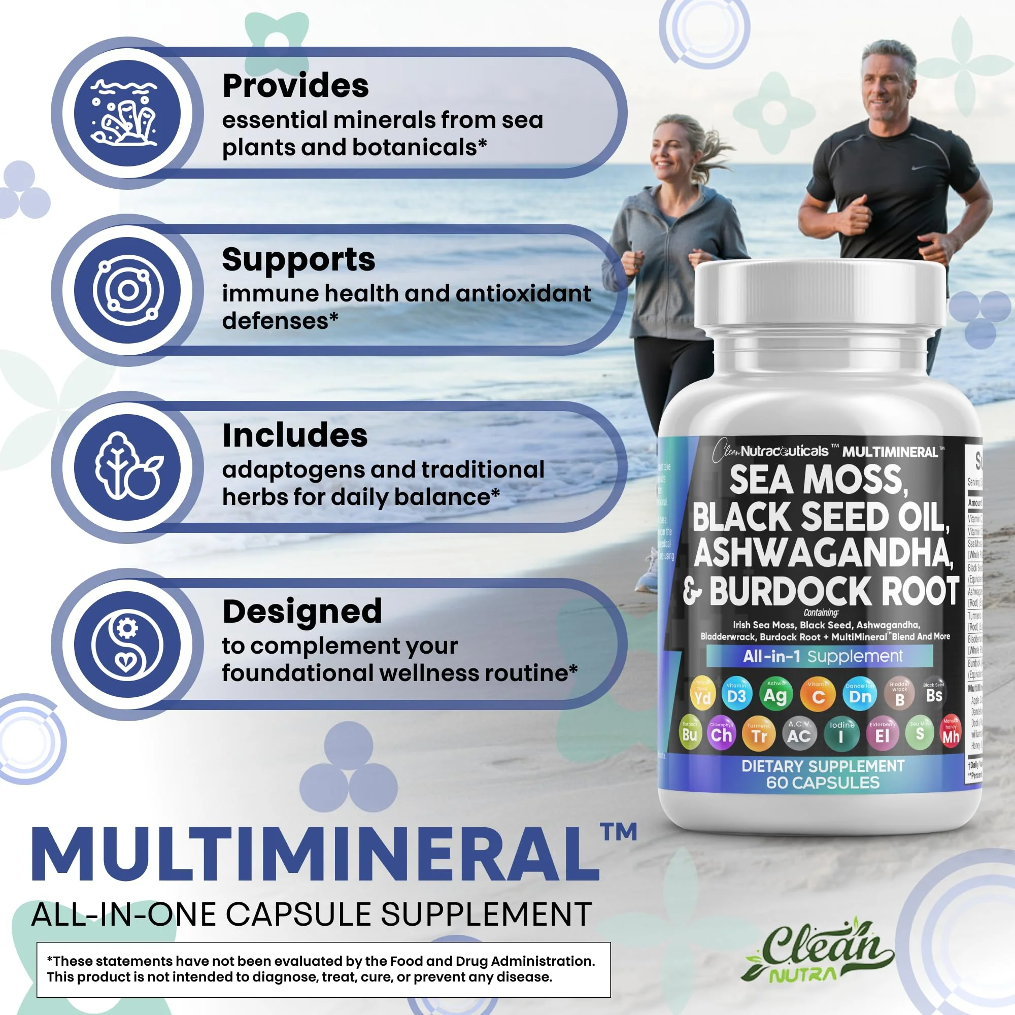 Clean Nutraceuticals 15-in-1 Sea Moss & Black Seed Oil 2-Pack | Ashwagandha Turmeric Blend - Image 14