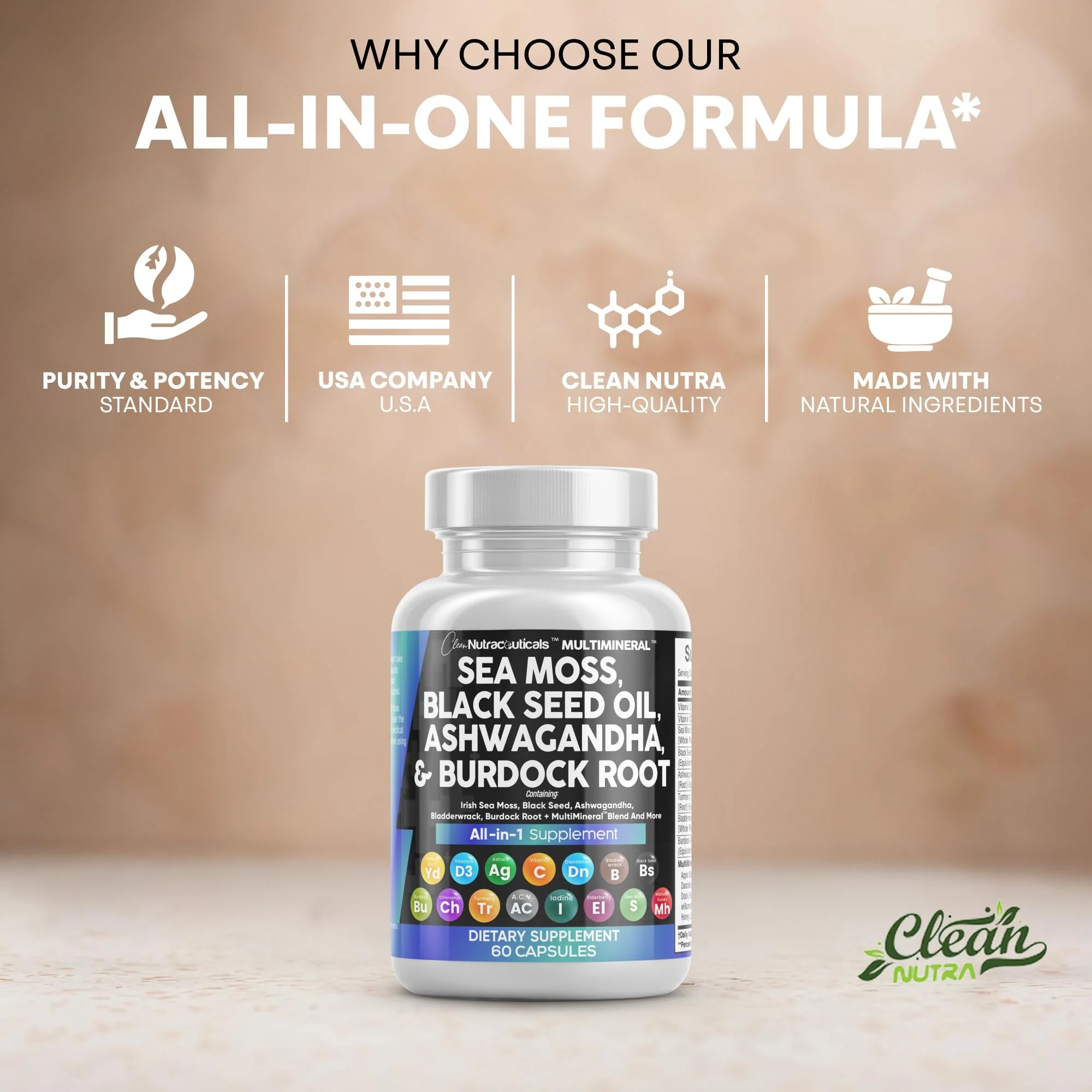 Clean Nutraceuticals 15-in-1 Sea Moss & Black Seed Oil 2-Pack | Ashwagandha Turmeric Blend - Image 16