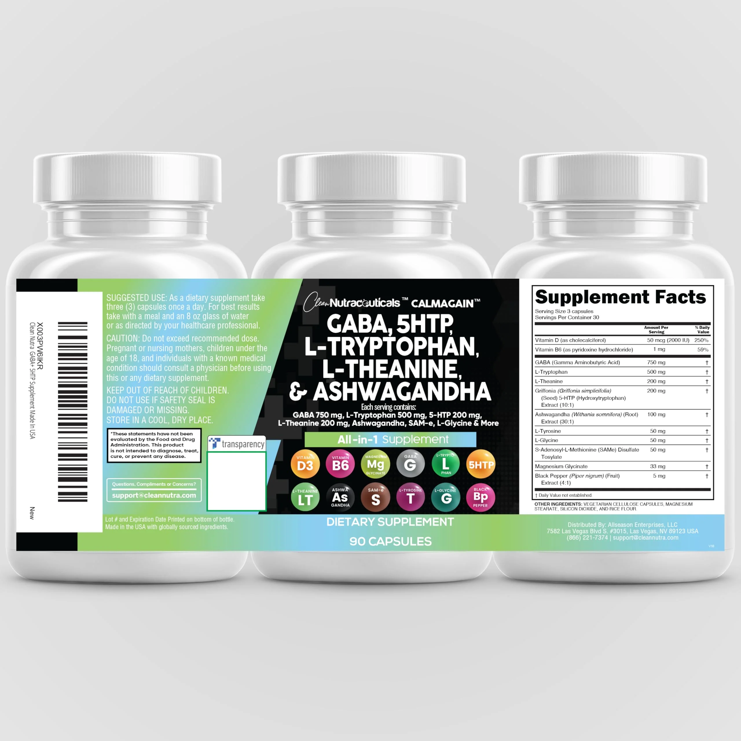 Clean Nutraceuticals CalmAgain – GABA 750mg, 5-HTP 200mg, L-Theanine 200mg Mood Support - Image 9