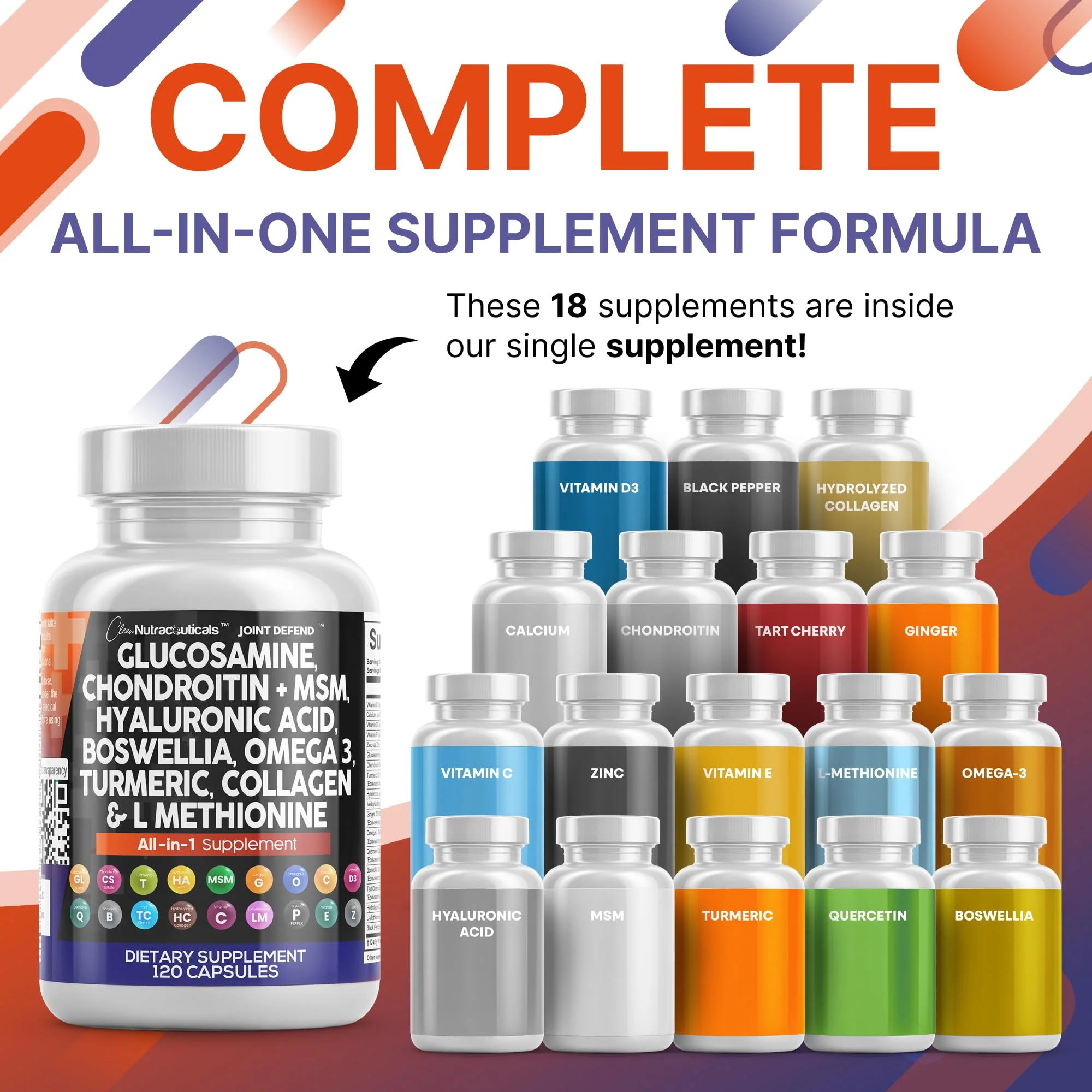 Clean Nutraceuticals Joint Defend – 15-in-1 Joint Health Capsule (Glucosamine 1500mg, Turmeric Curcumin, MSM, Collagen, Hyaluronic Acid, Omega-3) Pack of 2 - Image 11