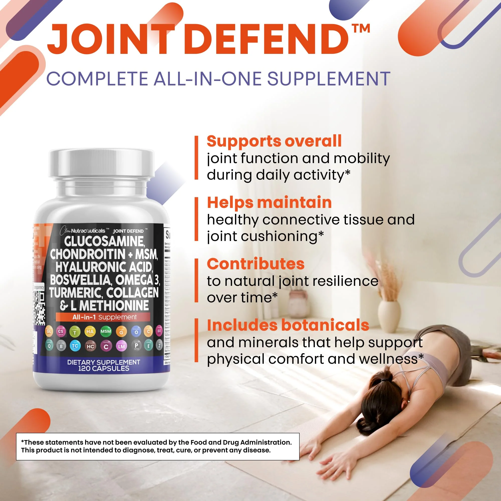Clean Nutraceuticals Joint Defend – 15-in-1 Joint Health Capsule (Glucosamine 1500mg, Turmeric Curcumin, MSM, Collagen, Hyaluronic Acid, Omega-3) Pack of 2 - Image 15