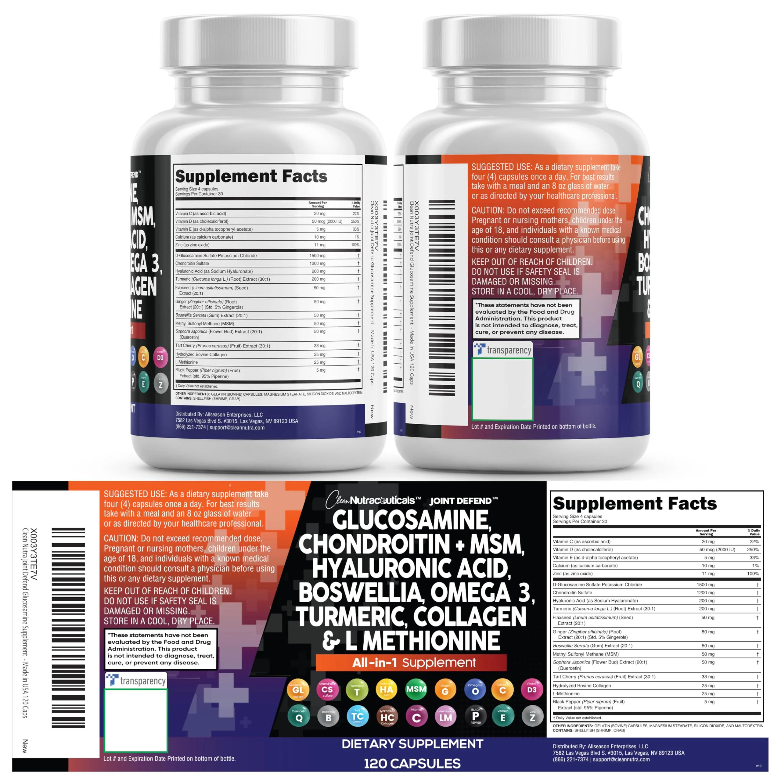 Clean Nutraceuticals Joint Defend – 15-in-1 Joint Health Capsule (Glucosamine 1500mg, Turmeric Curcumin, MSM, Collagen, Hyaluronic Acid, Omega-3) Pack of 2 - Image 17