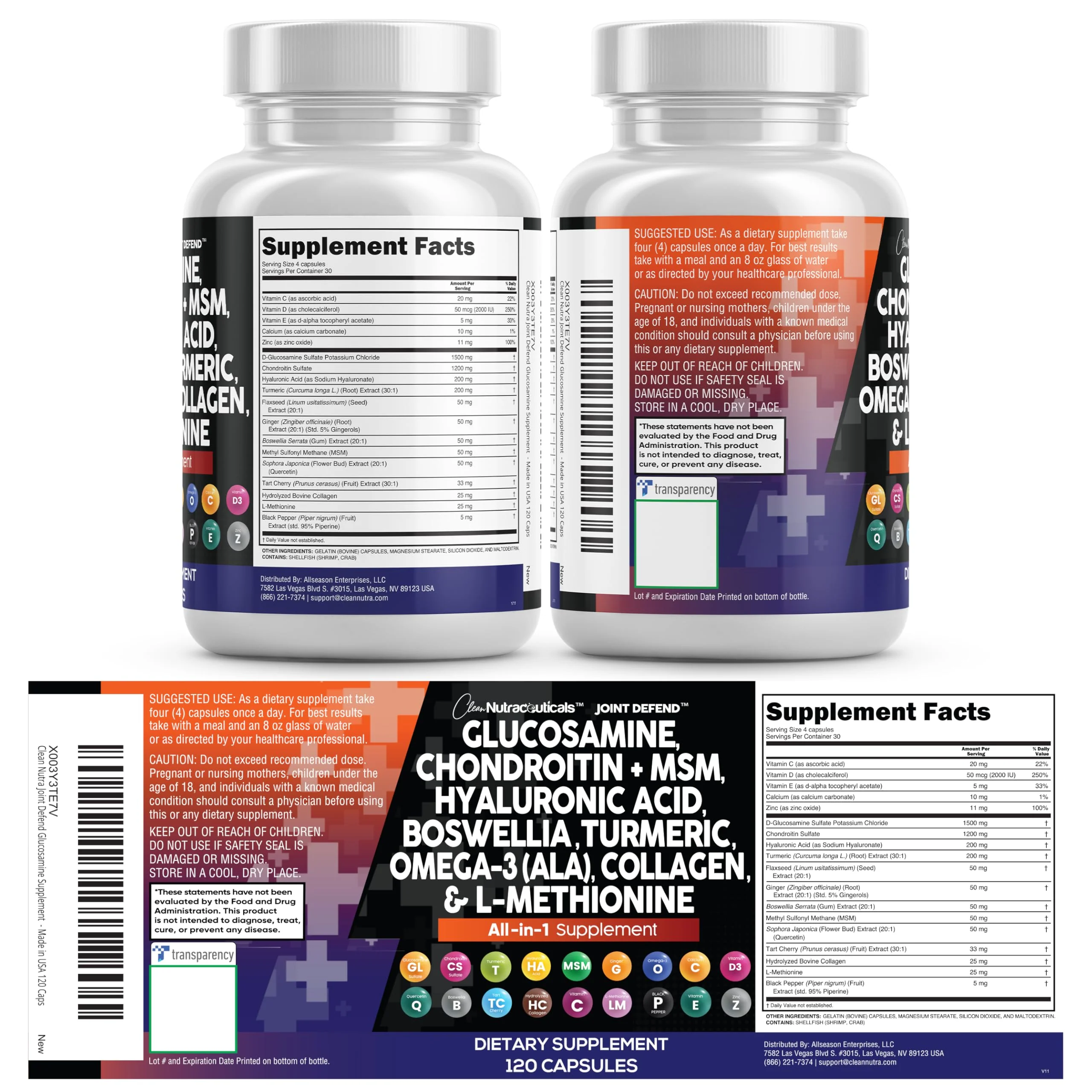 Clean Nutraceuticals Joint Defend – 15-in-1 Joint Health Capsule (Glucosamine 1500mg, Turmeric Curcumin, MSM, Collagen, Hyaluronic Acid, Omega-3) Pack of 2 - Image 18
