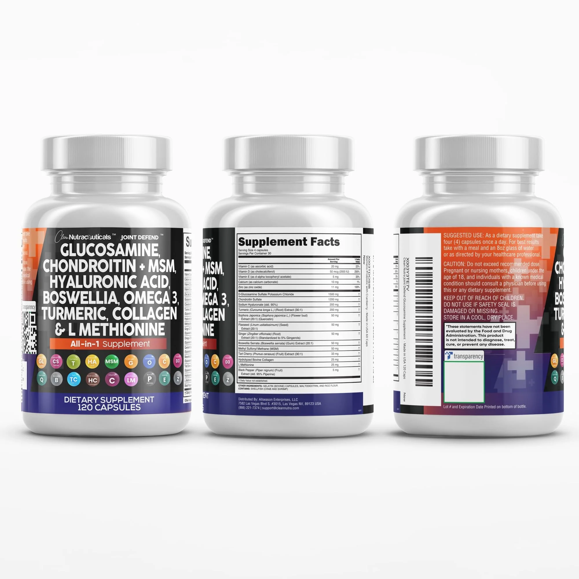 Clean Nutraceuticals Joint Defend – 15-in-1 Joint Health Capsule (Glucosamine 1500mg, Turmeric Curcumin, MSM, Collagen, Hyaluronic Acid, Omega-3) Pack of 2 - Image 8
