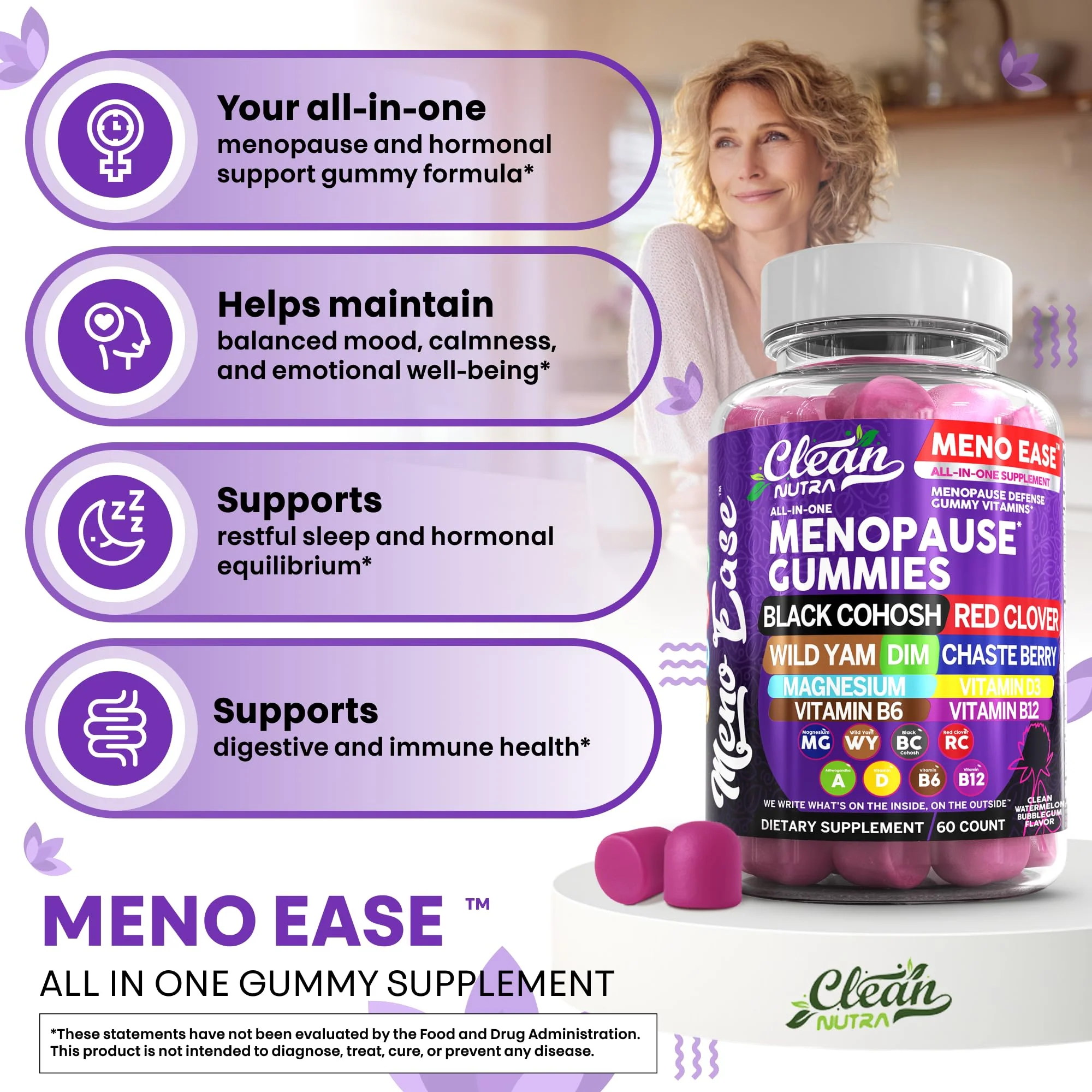 Clean Nutraceuticals Menopause Gummies for Women – Hormone Balance & Night Sweat Support - Image 14