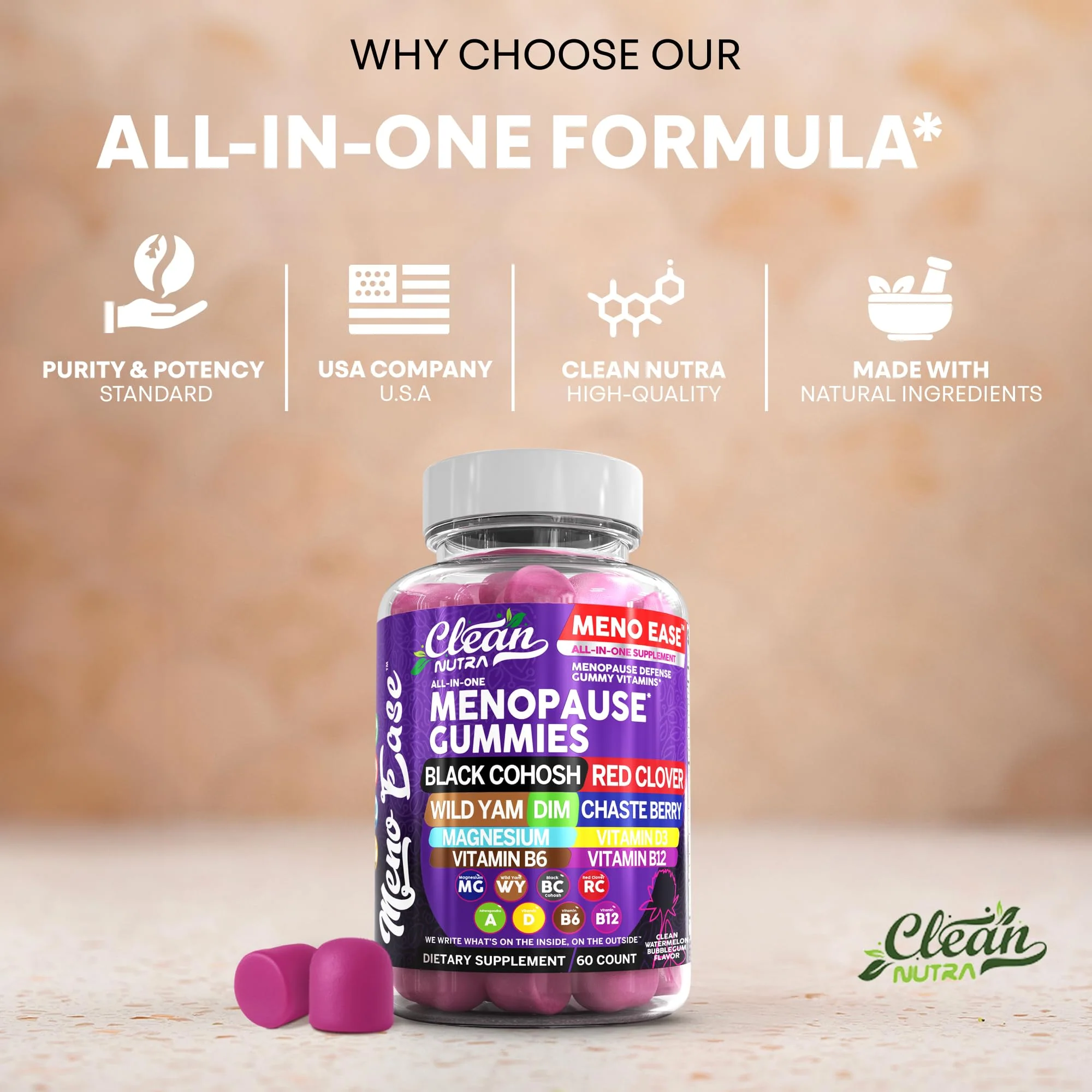Clean Nutraceuticals Menopause Gummies for Women – Hormone Balance & Night Sweat Support - Image 17