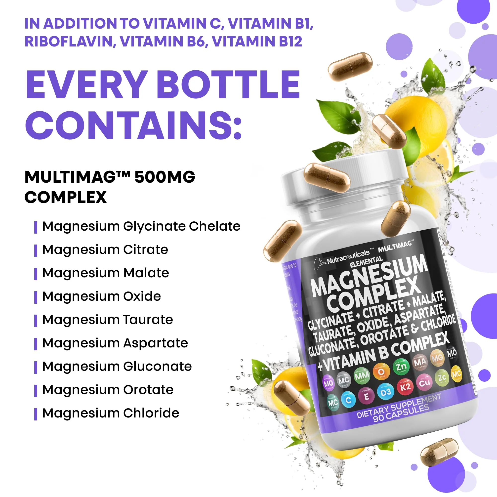 Clean Nutraceuticals MultiMag Magnesium Complex (9 Forms) with Zinc, Copper, Manganese & B Vitamins – 1 Pack - Image 7