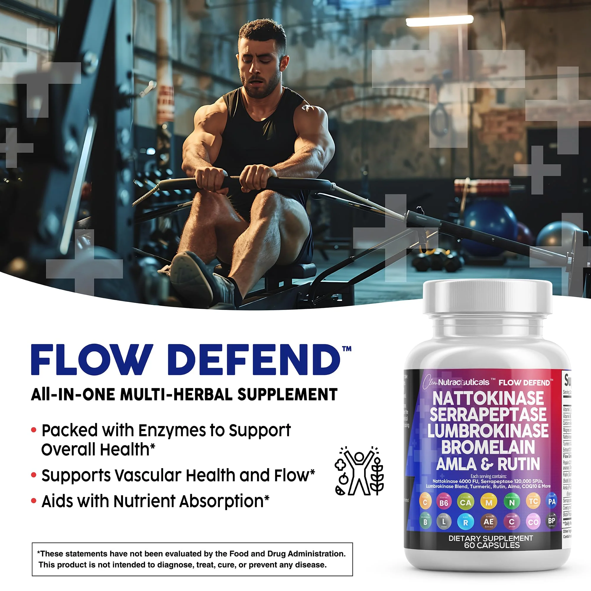Clean Nutraceuticals Nattokinase 4000 FU & Serrapeptase 120000 SPU – Lumbrokinase Enzyme Supplement with Bromelain, Papain & Vitamins - Image 3