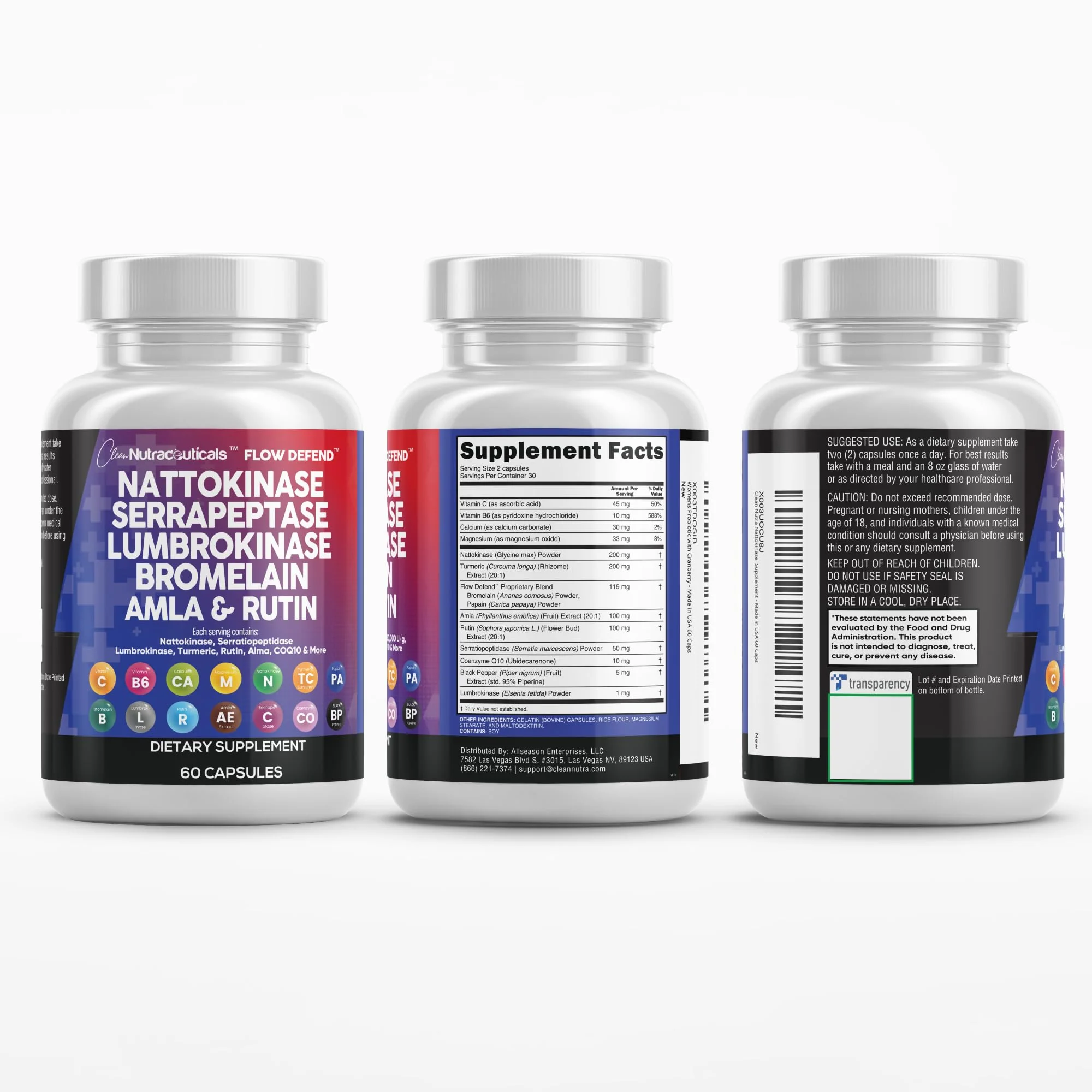 Clean Nutraceuticals Nattokinase 4000 FU & Serrapeptase 120000 SPU – Lumbrokinase Enzyme Supplement with Bromelain, Papain & Vitamins - Image 8