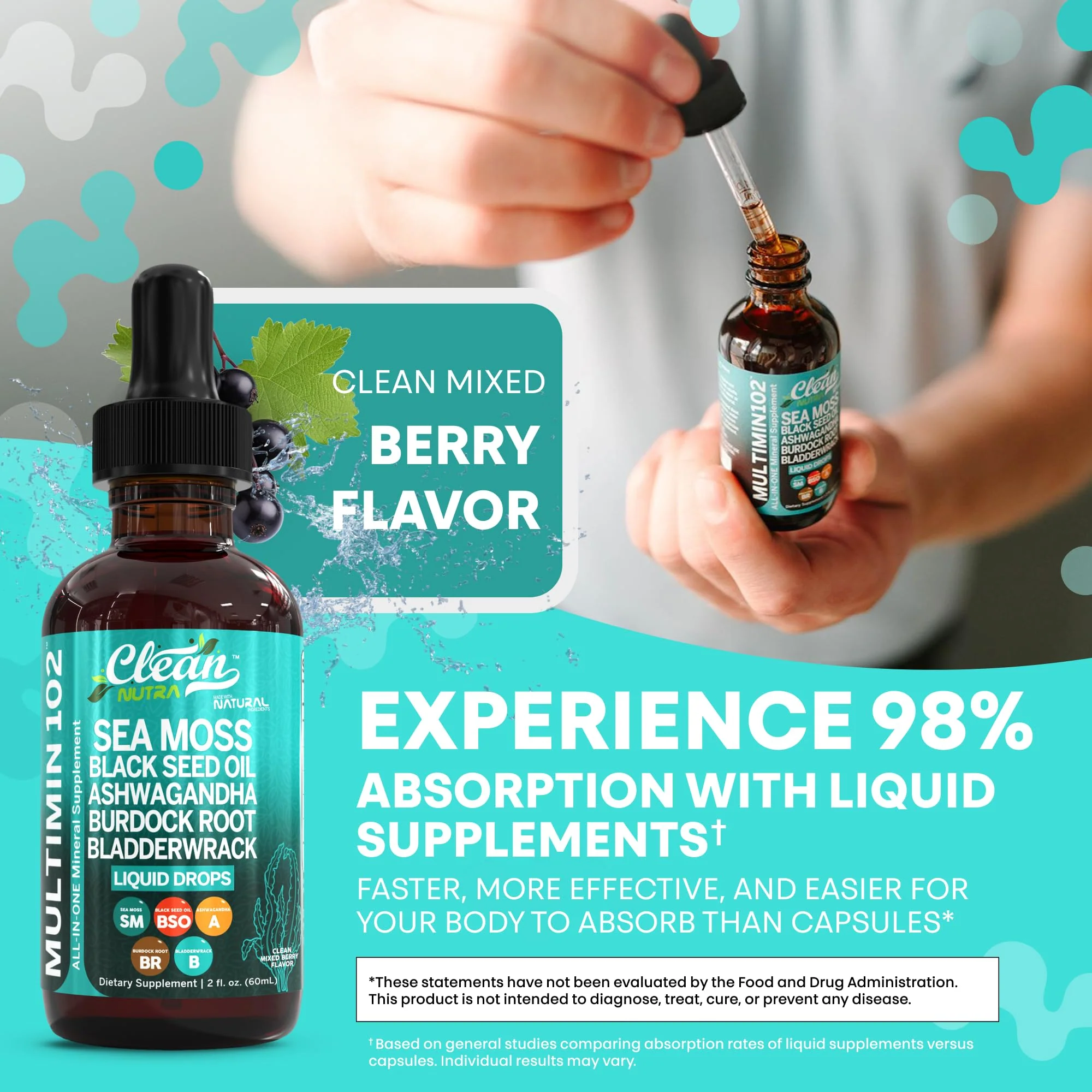 Clean Nutraceuticals Sea Moss Drops – Organic Multimineral Sea Moss Liquid with Ashwagandha & Black Seed Oil - Image 15