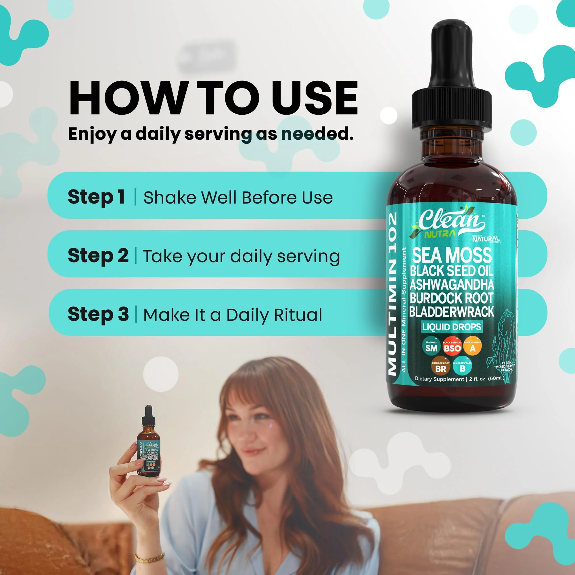 Clean Nutraceuticals Sea Moss Drops – Organic Multimineral Sea Moss Liquid with Ashwagandha & Black Seed Oil - Image 17