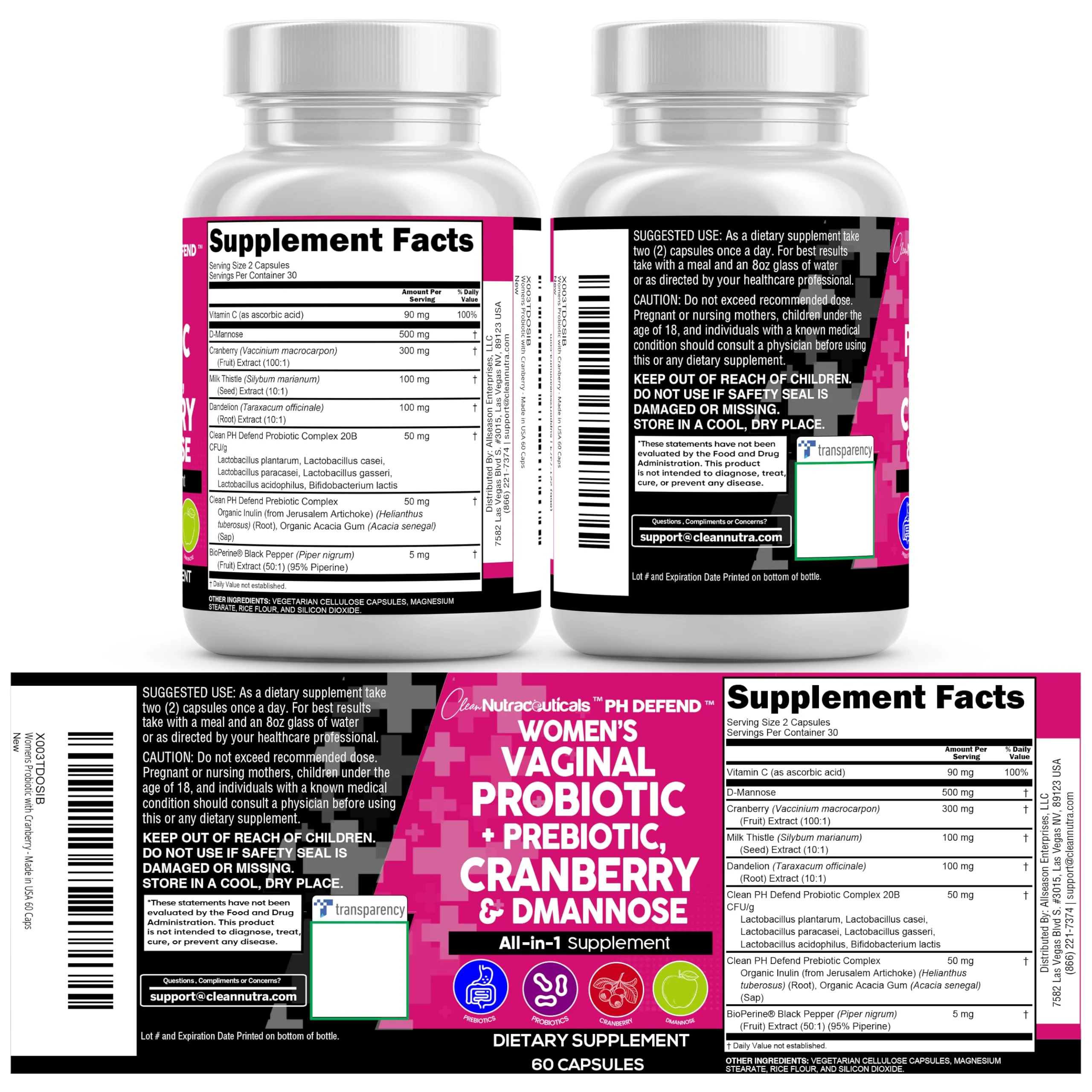 Clean Nutraceuticals Vaginal Probiotics + Prebiotics 20B – Cranberry & D-Mannose Urinary Health, 3-Pack - Image 18