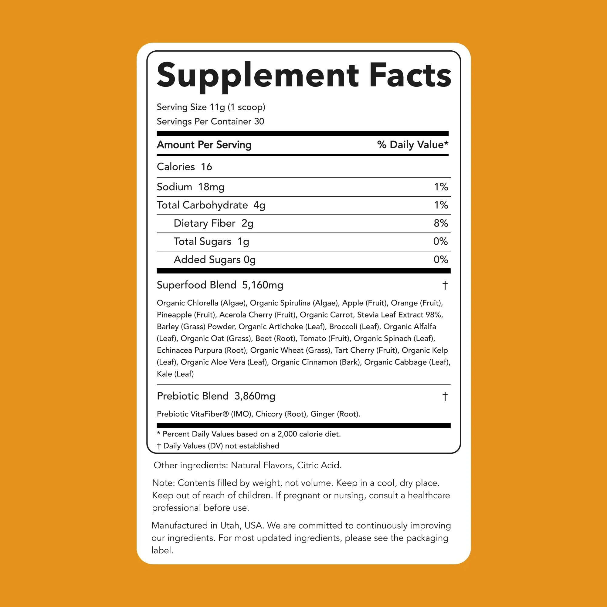 Clean Simple Eats Super Greens Powder – Tropical Greens with Chlorella, Spirulina & Prebiotic Fiber (30 Servings) - Image 3