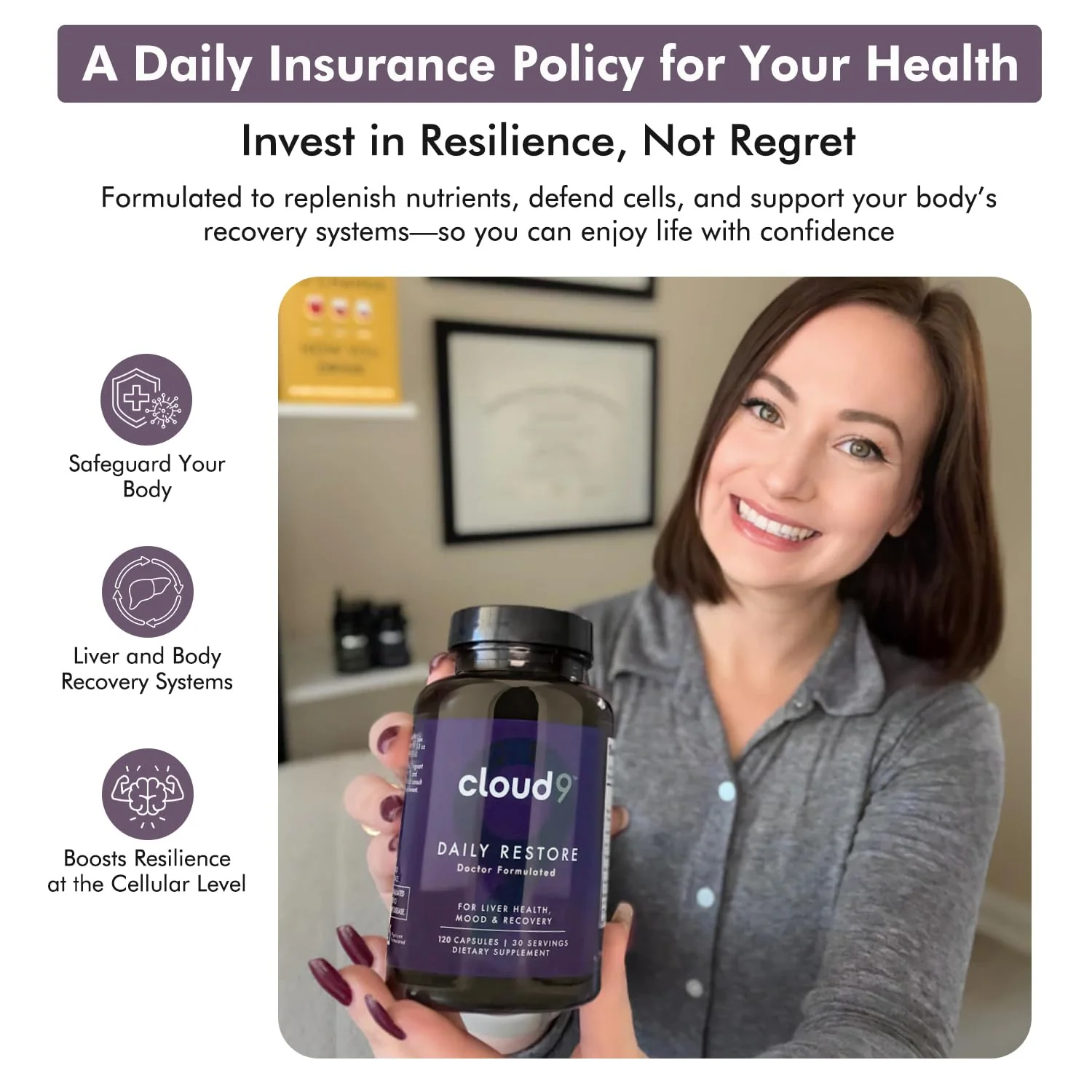 Cloud9 Daily Restore – Liver Detox & Recovery Supplement with Milk Thistle, NAC & B-Vitamins | 120 Capsules | Made in USA - Image 6