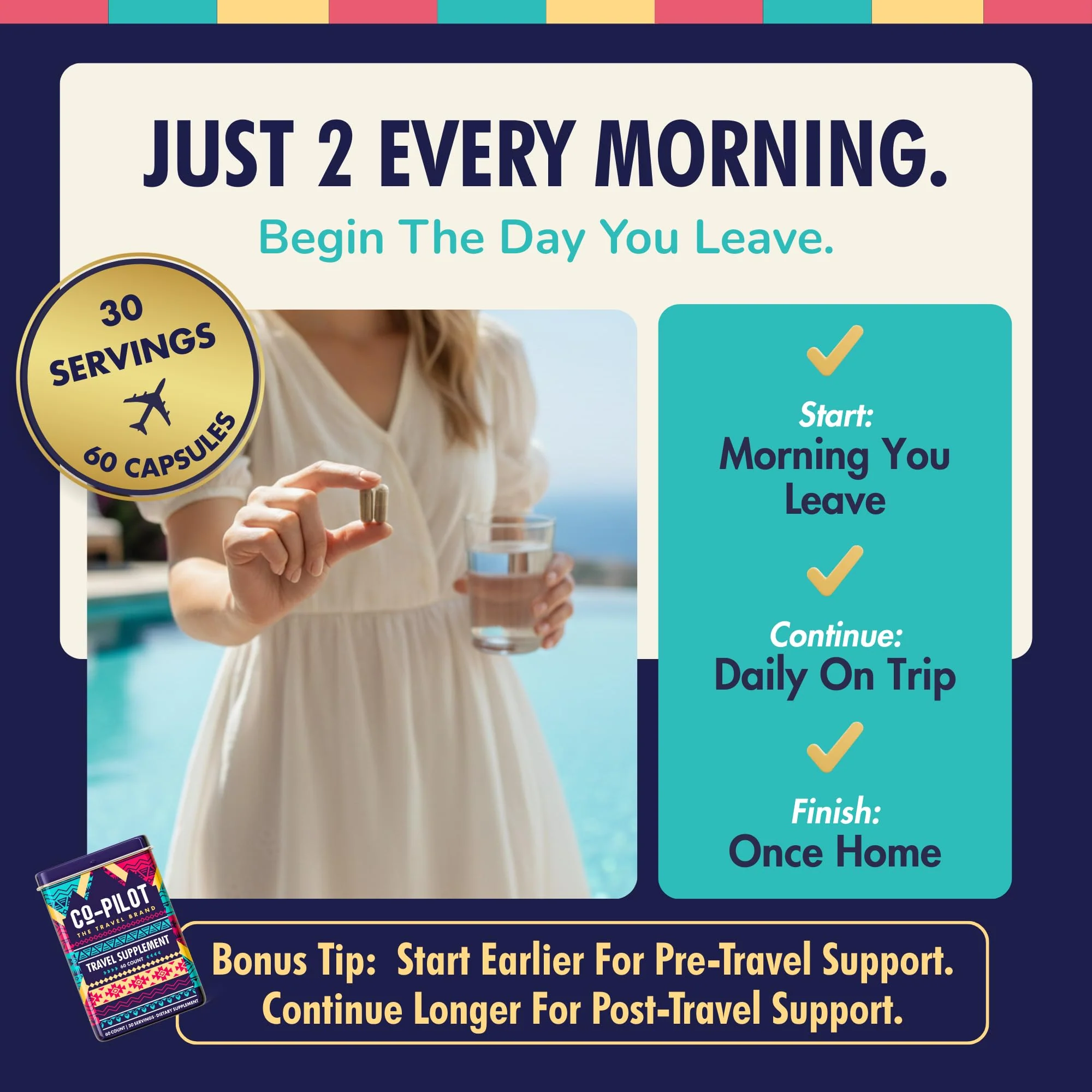 Co-Pilot Travel Vitamin: Jet Lag, Immunity, Digestion & Calm | Vegan, 60 Count - Image 15