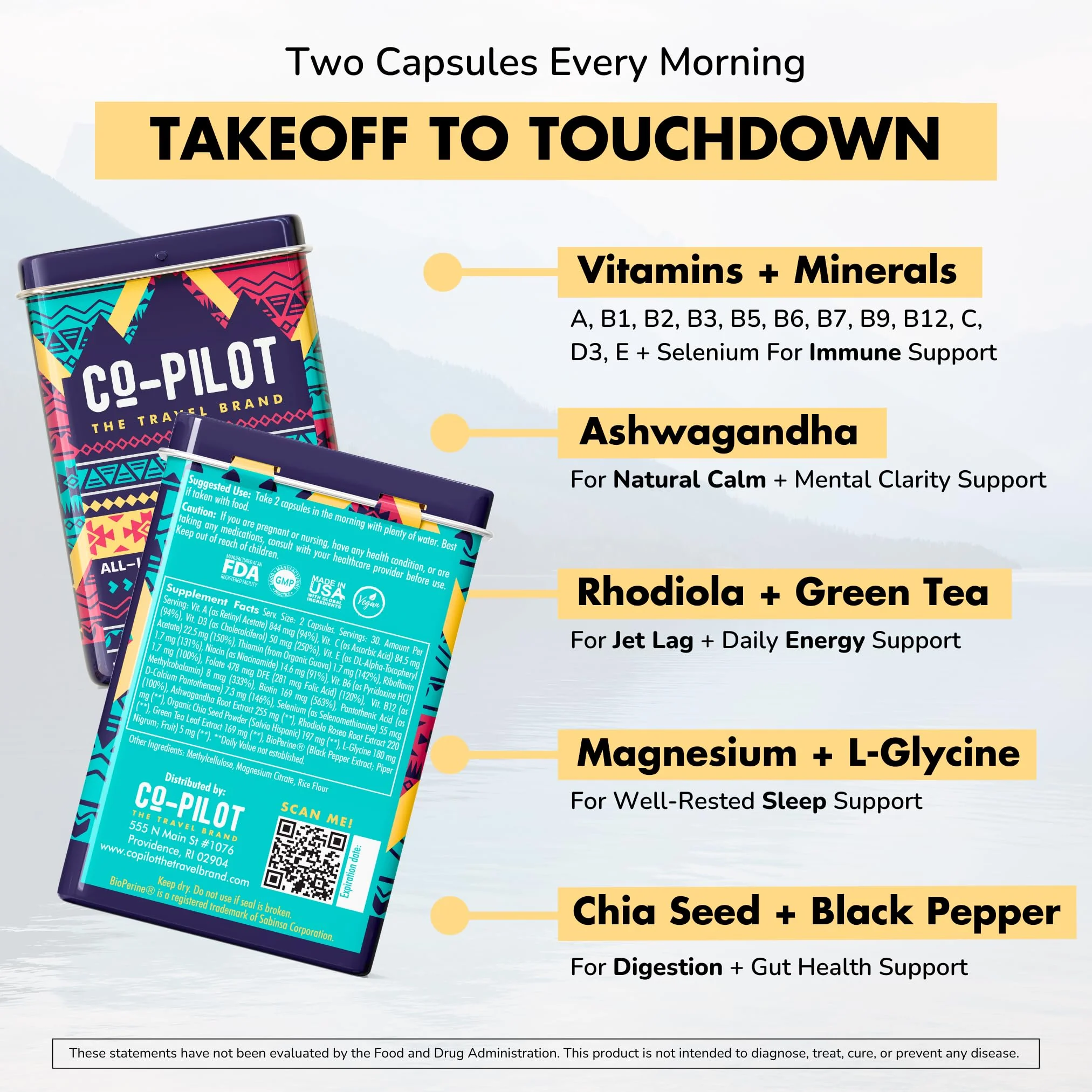 Co-Pilot Travel Vitamin: Jet Lag, Immunity, Digestion & Calm | Vegan, 60 Count - Image 5