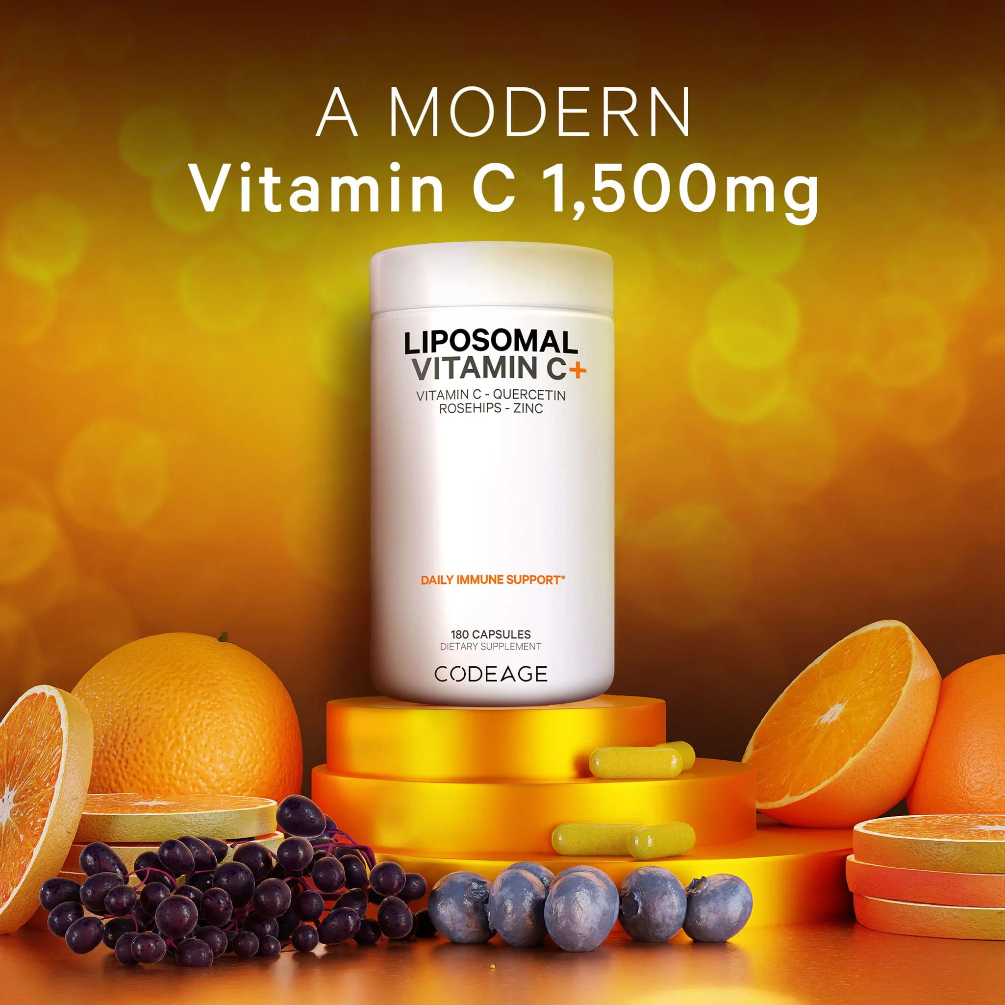Codeage Liposomal Vitamin C 1500mg with Zinc & Elderberry – Vegan, Non-GMO, 2-Pack - Image 4