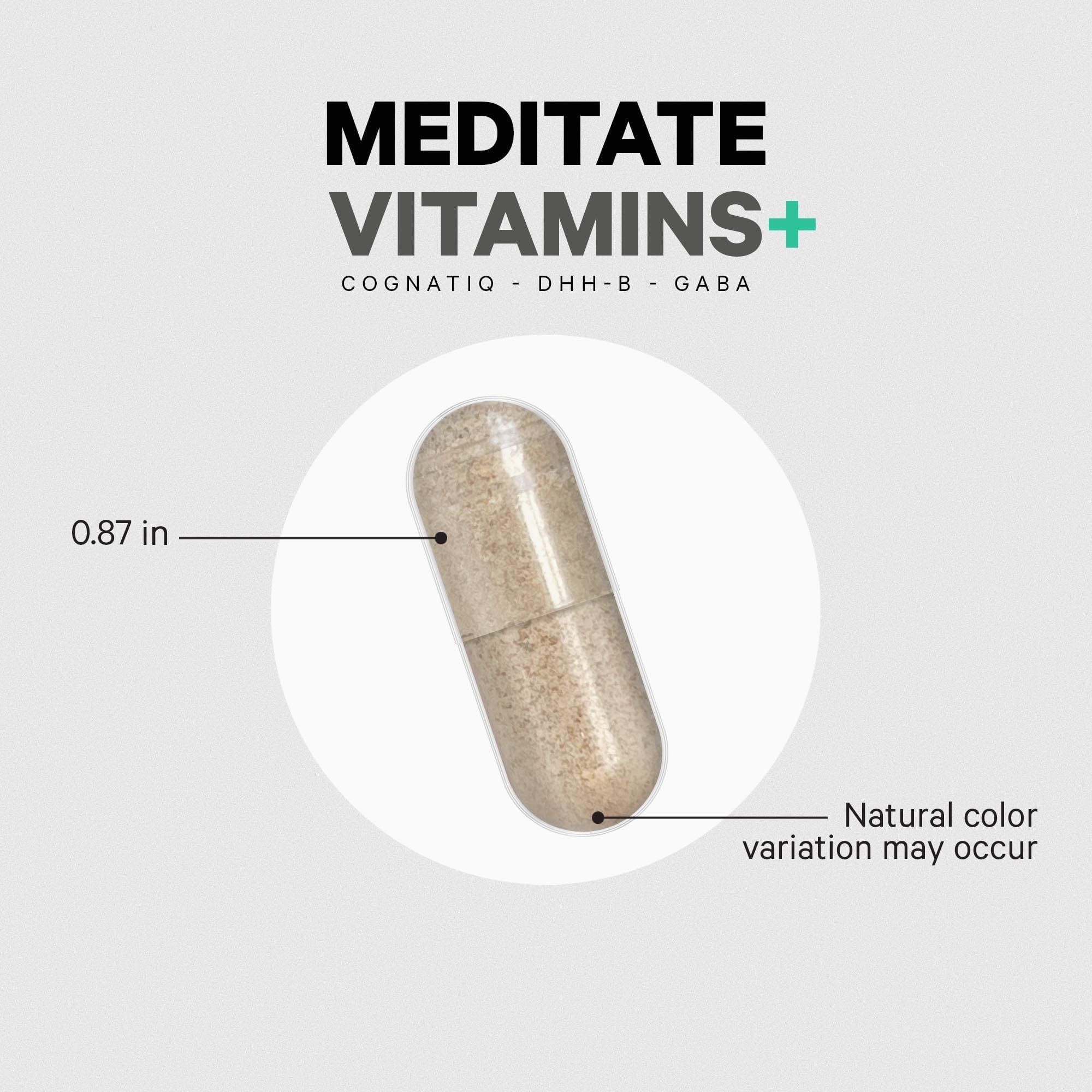 Codeage Meditate Vitamins+ Supplement – CognatiQ, DHH-B, GABA, Ashwagandha | BDNF Support | Vegan, Non-GMO, Gluten-Free – 60 Capsules - Image 7