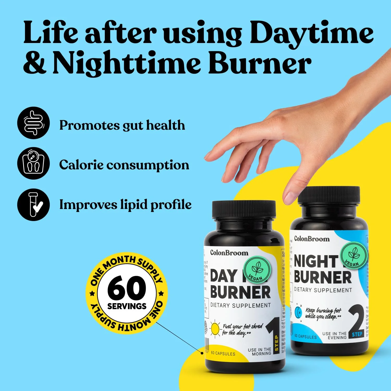 ColonBroom Day & Night Burner – 60 Vegan Capsules (Women & Men) - Image 2