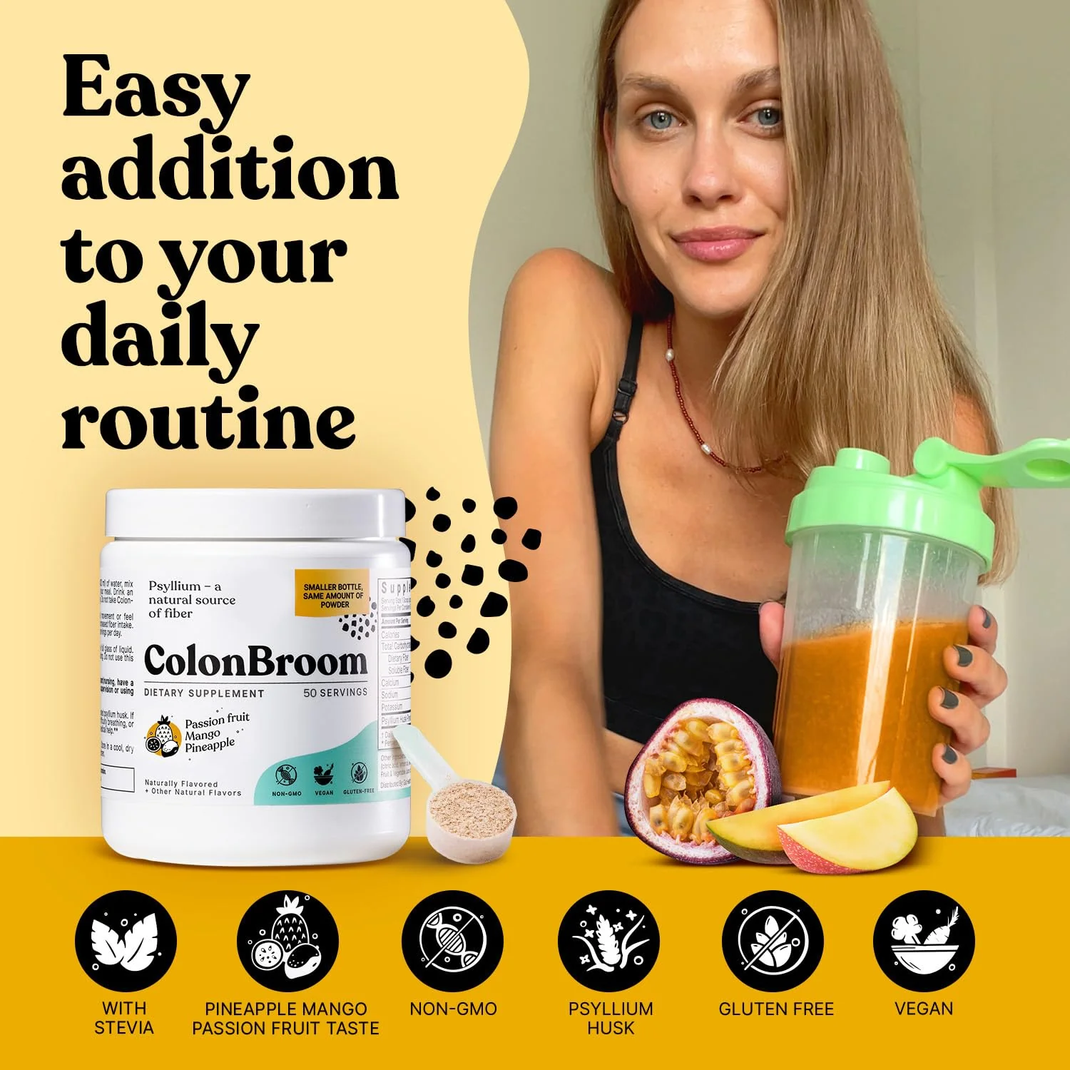 ColonBroom Psyllium Husk Powder with Stevia (Tropical Fruits) – Colon Cleanse & Digestive Fiber Powder – 150 Servings - Image 16