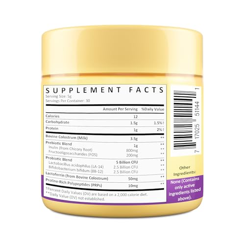 Colostrum Powder 5,000 mg – Grass-Fed Bovine with Prebiotics, Probiotics, Lactoferrin & PRP (30 Servings) - Image 2