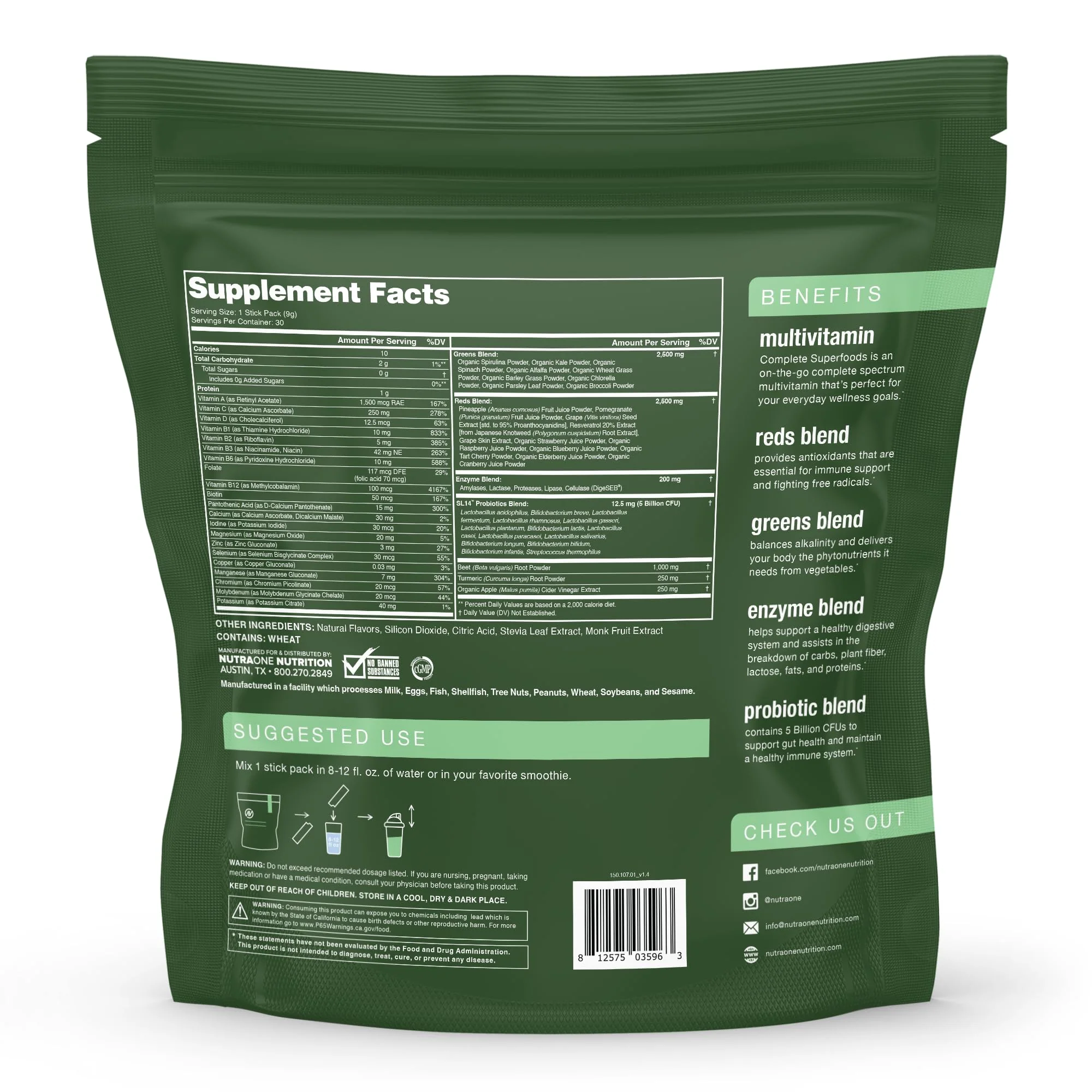 Complete Superfoods, Complete Spectrum Multivitamin, Greens and Reds Blend, Enzymes, Probiotics – Pineapple Strawberry, 30 Stick Packs - Image 2