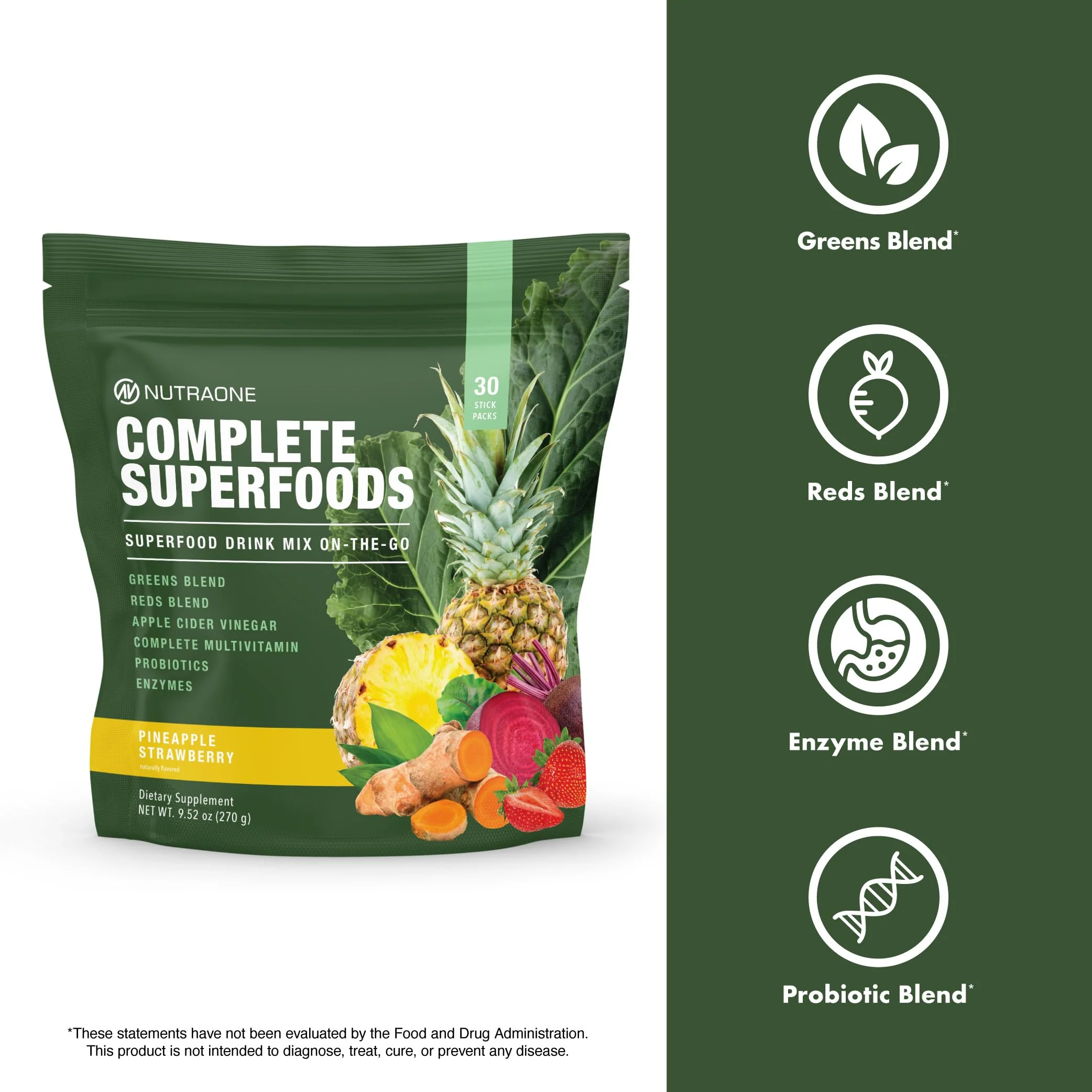 Complete Superfoods, Complete Spectrum Multivitamin, Greens and Reds Blend, Enzymes, Probiotics – Pineapple Strawberry, 30 Stick Packs - Image 4