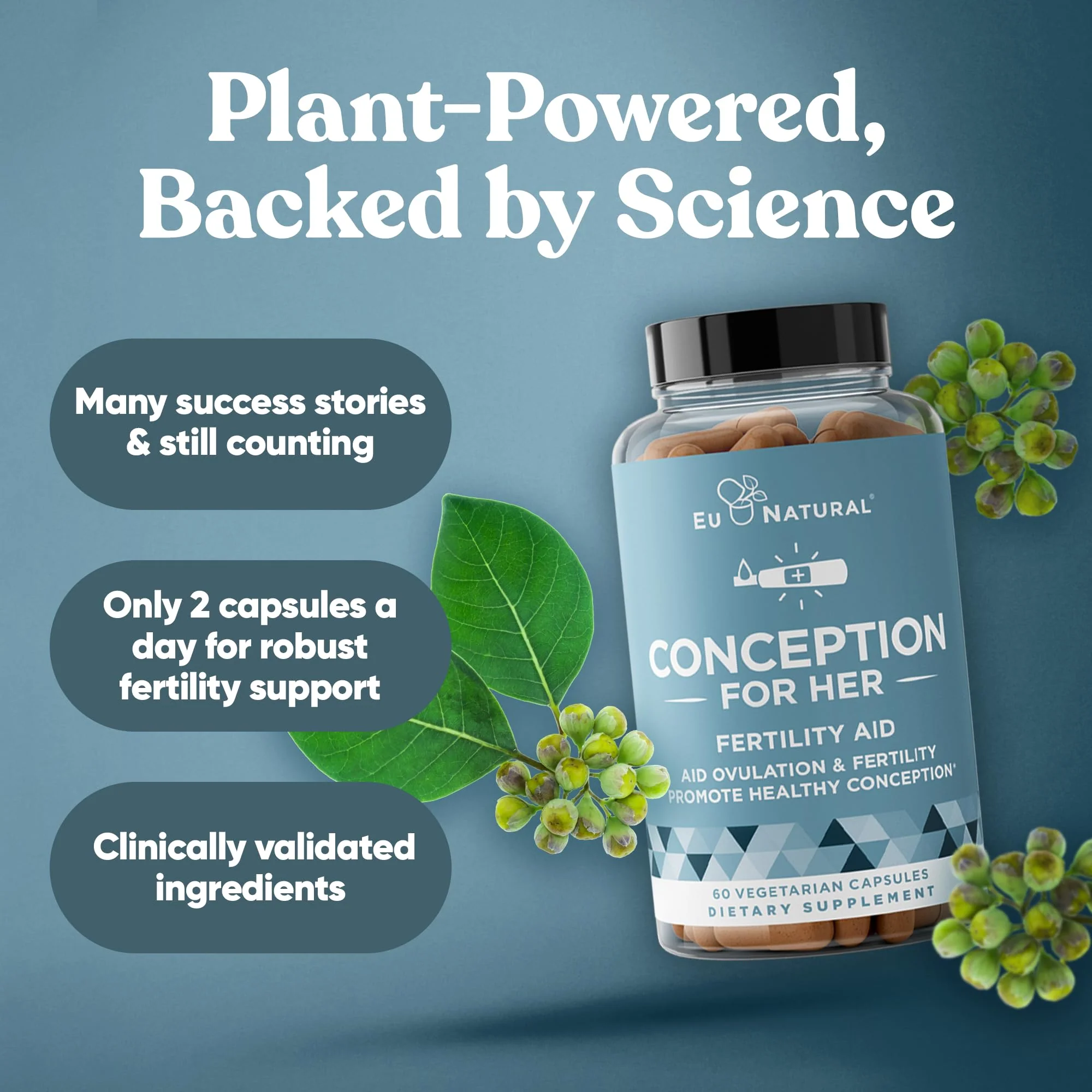 Conception Fertility Supplements for Women – Ovulation Support, Hormonal Balance, Regular Cycles – Prenatal Vitamin with Myo-Inositol, Folate, Vitex - Image 3