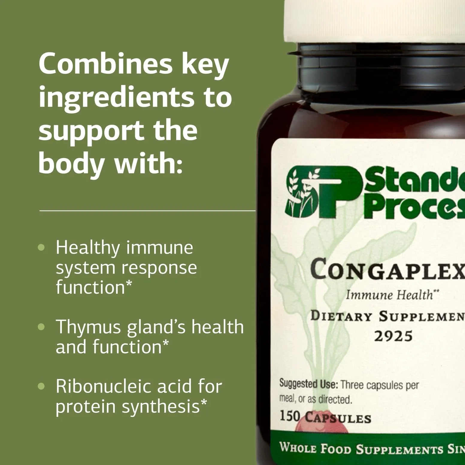 Congaplex Thymus Gland Support - Immune Health Capsule Supplement, 150 Capsules | Standard Process Inc. - Image 2