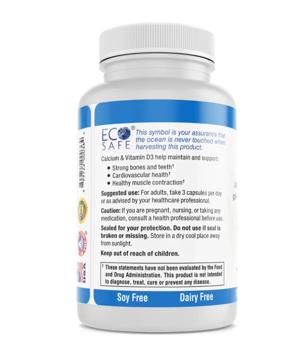 Coral Complex 3 — Coral Calcium 900 mg + Vitamin D3 1200 IU + Magnesium 168 mg | 300 Vegetarian Capsules | Coral White - Image 12