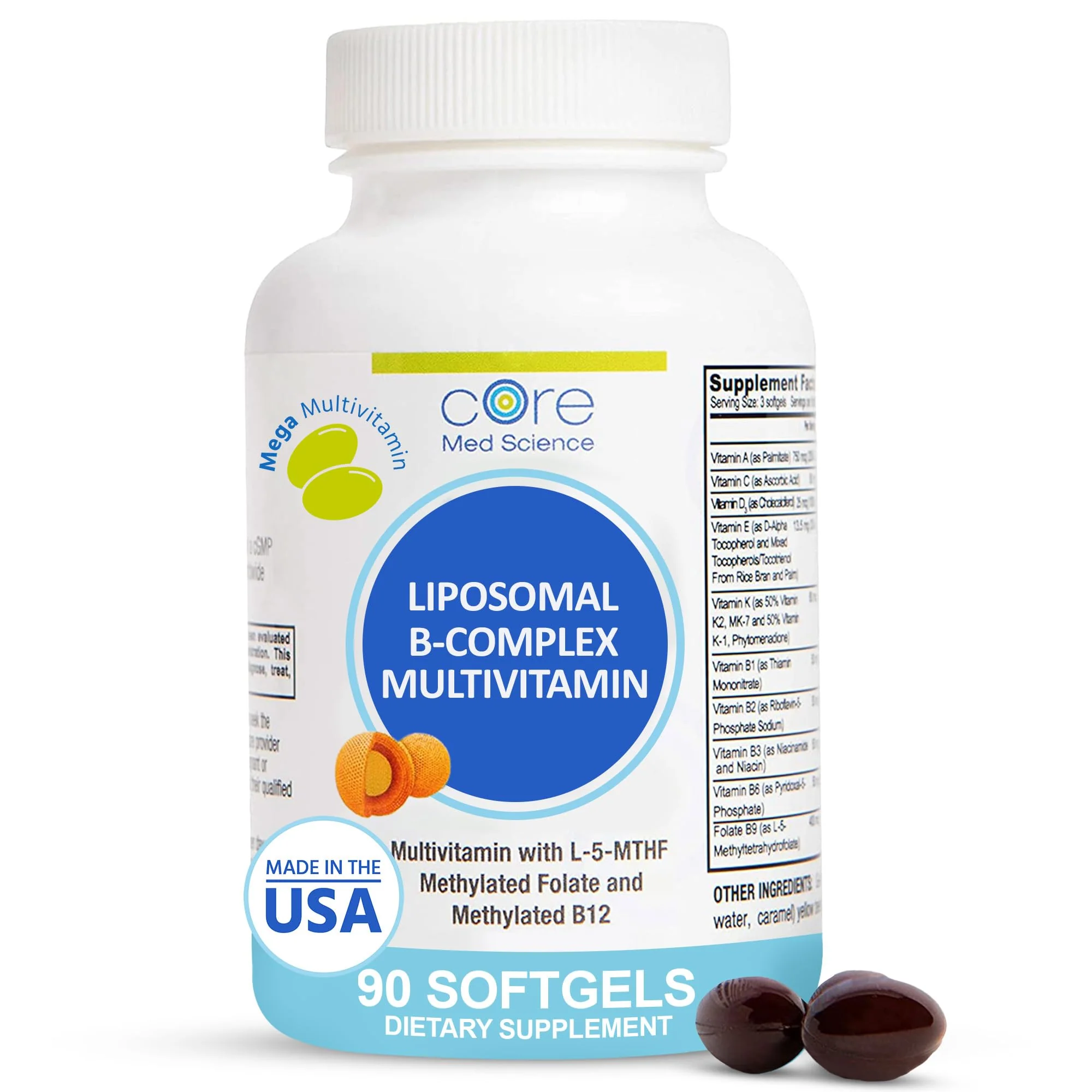 Core Med Science Liposomal Methylated B-Complex Multivitamin – 90 Softgels (Non-GMO) | Heart Health & Immune Support - Image 7