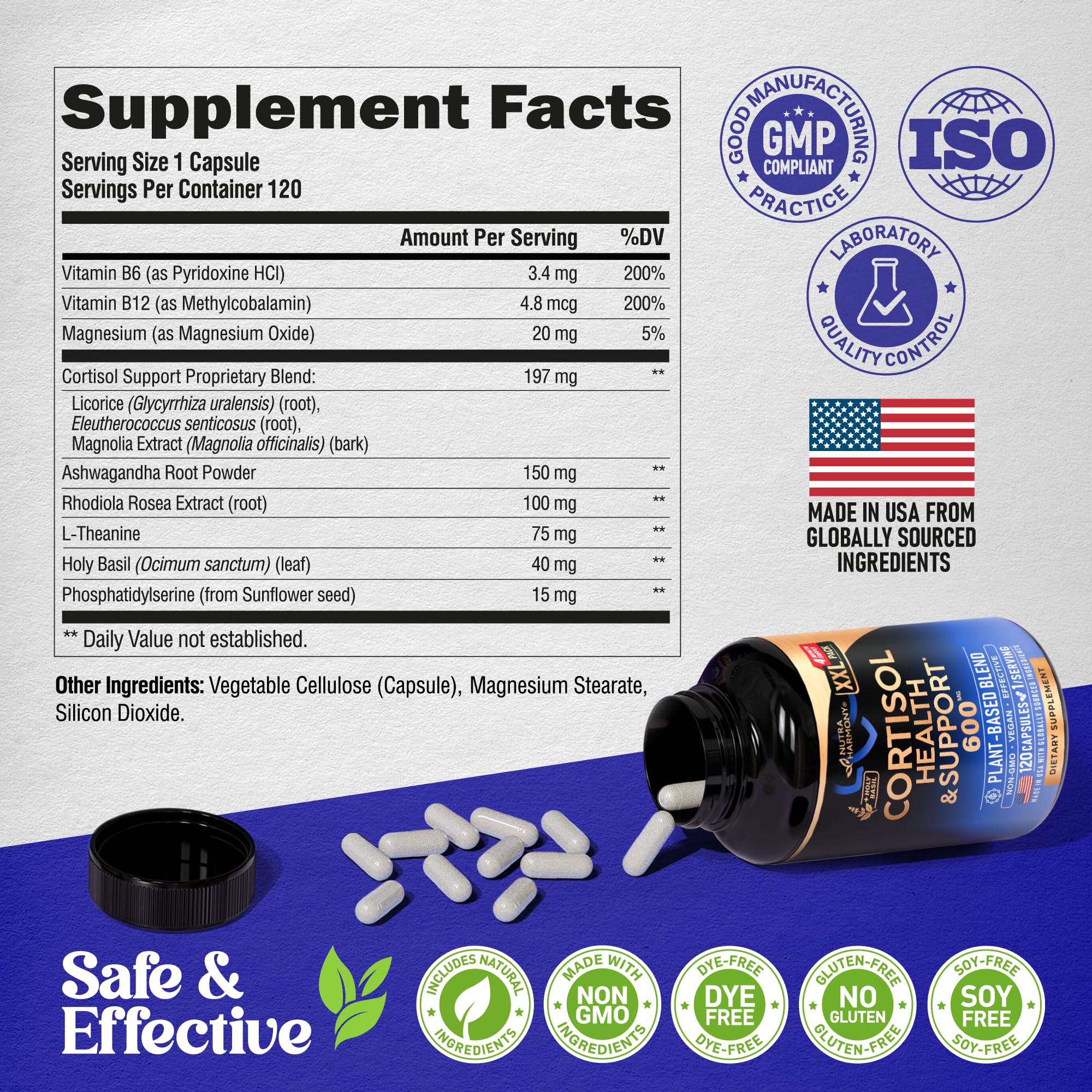 Cortisol Support for Women – Plant-Based Balance (Ashwagandha, Rhodiola, L-Theanine) | Nutraharmony - Image 7