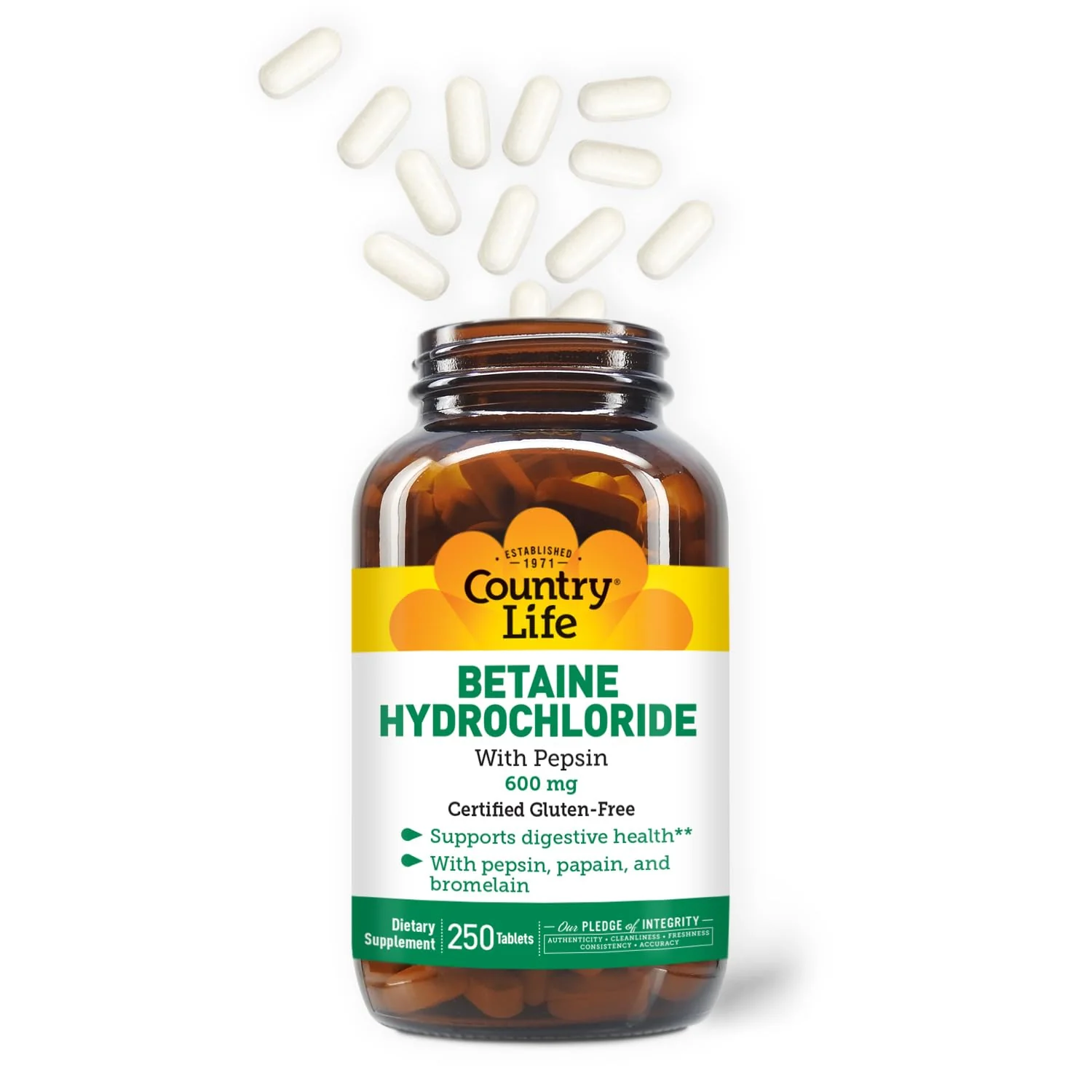 Country Life Betaine HCl with Pepsin 600 mg - 250 Tablets (Pack of 2) - Image 11