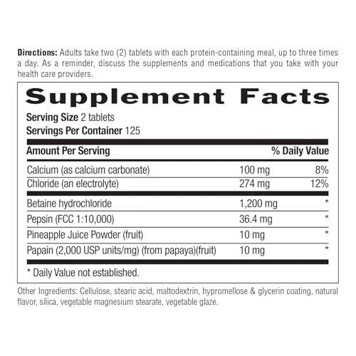 Country Life Betaine HCl with Pepsin 600 mg - 250 Tablets (Pack of 2) - Image 2