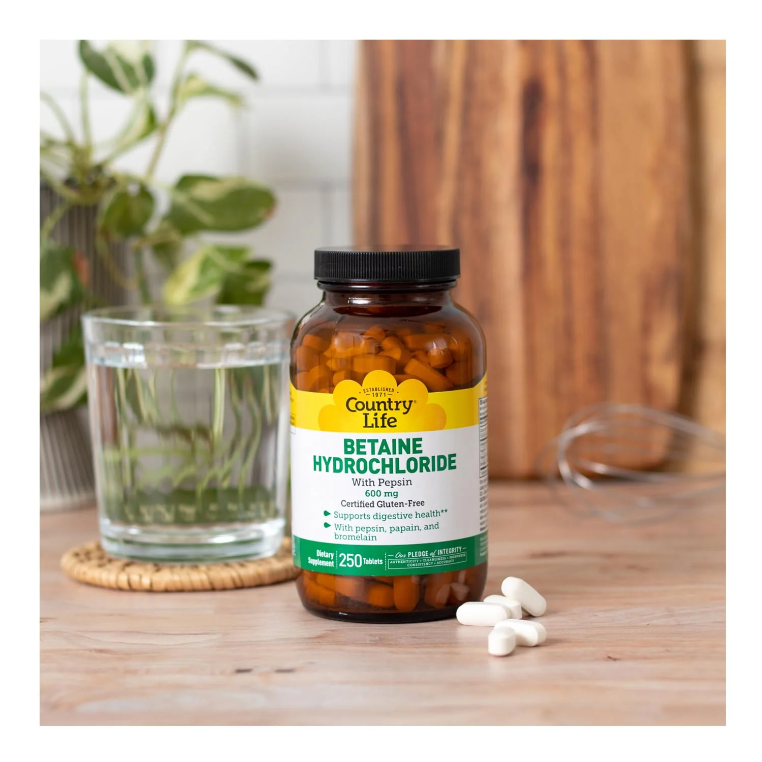 Country Life Betaine HCl with Pepsin 600 mg - 250 Tablets (Pack of 2) - Image 3