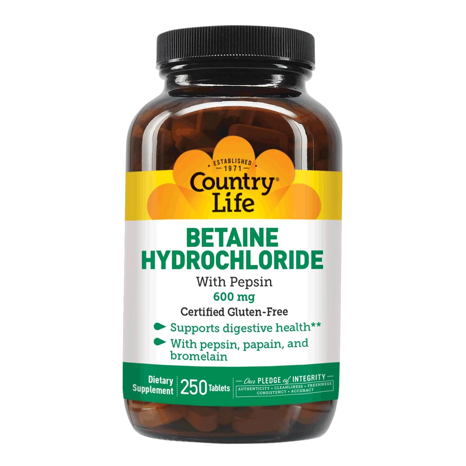 Country Life Betaine HCl with Pepsin 600 mg - 250 Tablets (Pack of 2) - Image 8