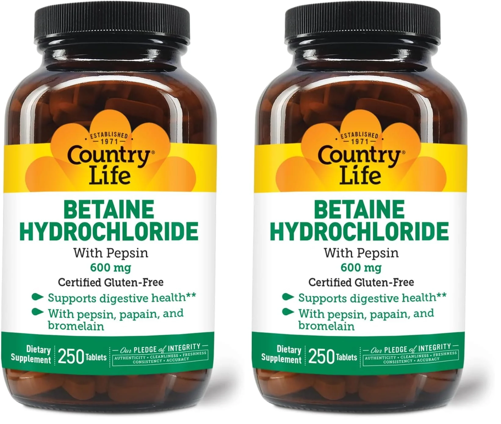 Country Life Betaine HCl with Pepsin 600 mg - 250 Tablets (Pack of 2) - Image 9