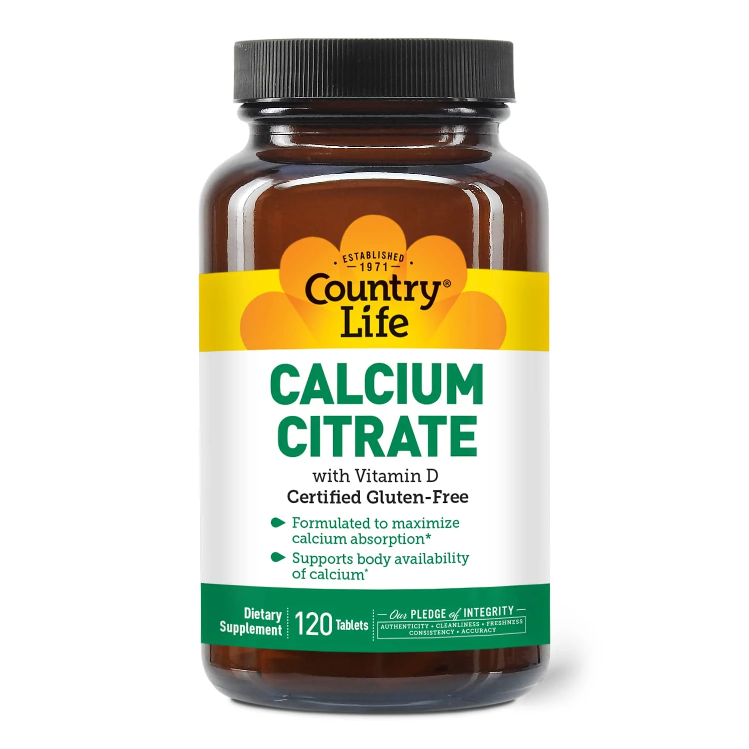 Country Life Calcium Citrate with Vitamin D 500mg – Highly Absorbable, Gluten Free, Vegan, Halal, Non-GMO – 2 x 120 Tablets - Image 2