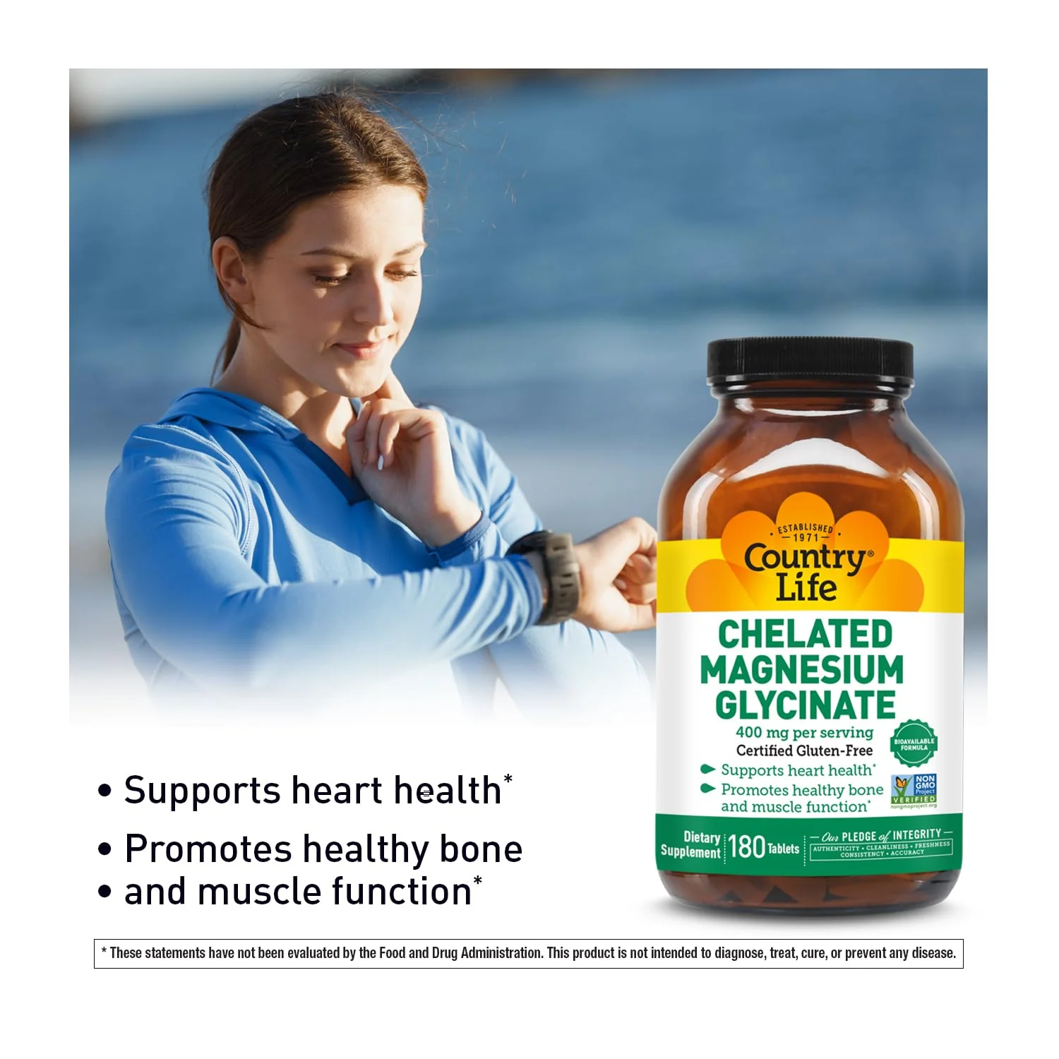 Country Life Chelated Magnesium Glycinate 400mg – High Absorption Magnesium for Muscle Comfort, Energy, Bone & Immune Support - Image 3