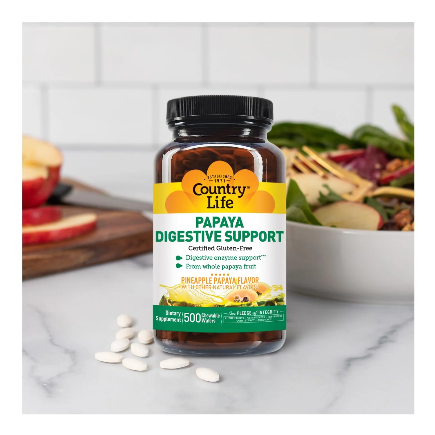 Country Life Chewable Papaya Enzymes for Digestion – Pineapple & Papaya Flavor | 200 & 500 Wafers - Image 12