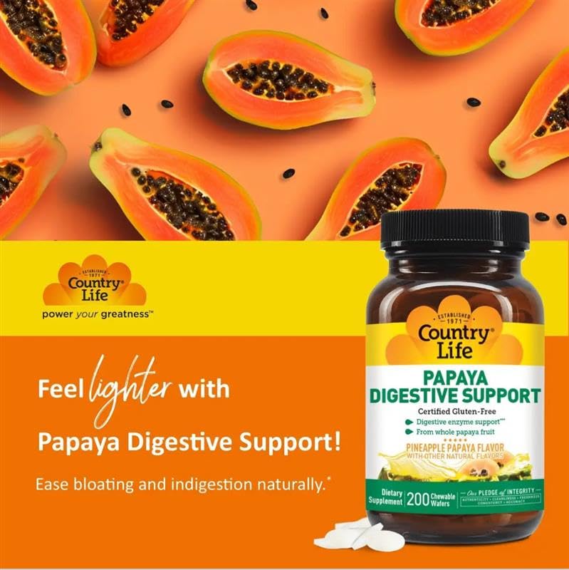 Country Life Papaya Enzymes Chewables – Digestive Support (200 Ct, Pack of 2) - Image 5
