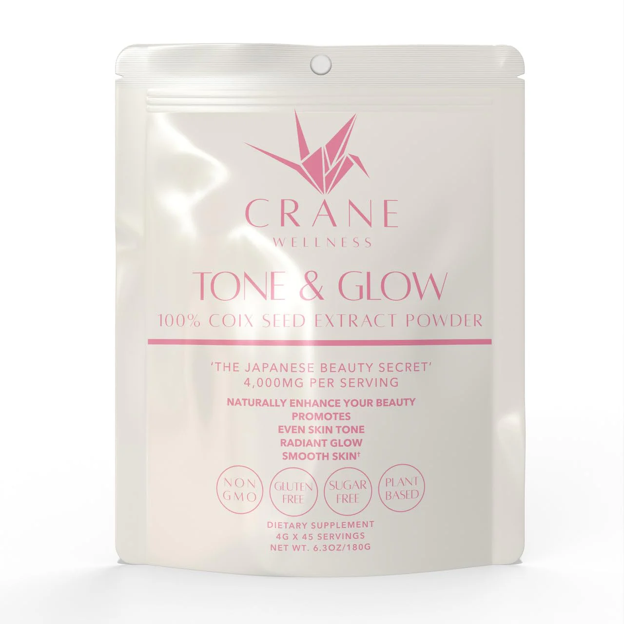 CRANE WELLNESS Coix Seed Extract Powder – 100% Pure Non-GMO, Made in Japan