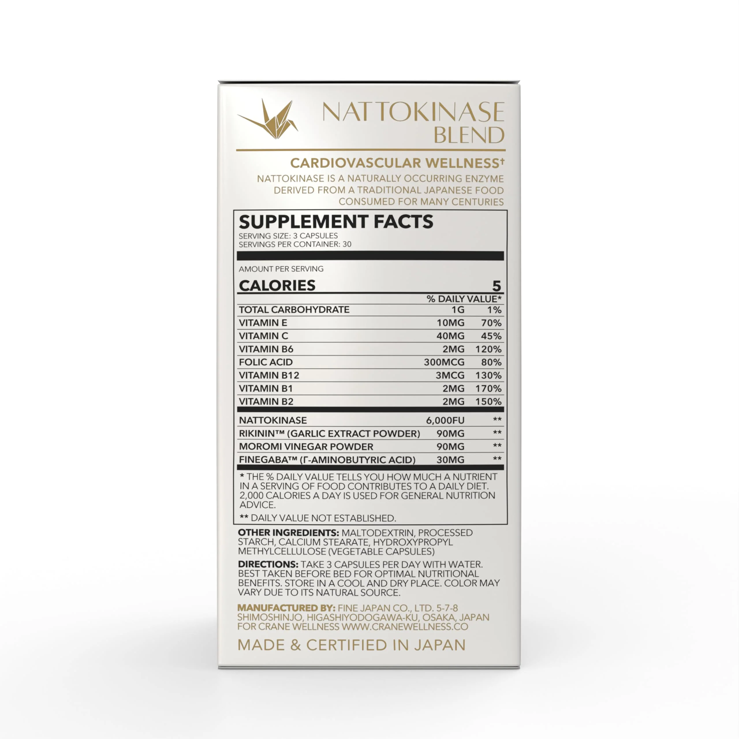 CRANE WELLNESS Nattokinase 6,000 FU | Non-GMO, Vegan, Gluten Free | Made in Japan - Image 2