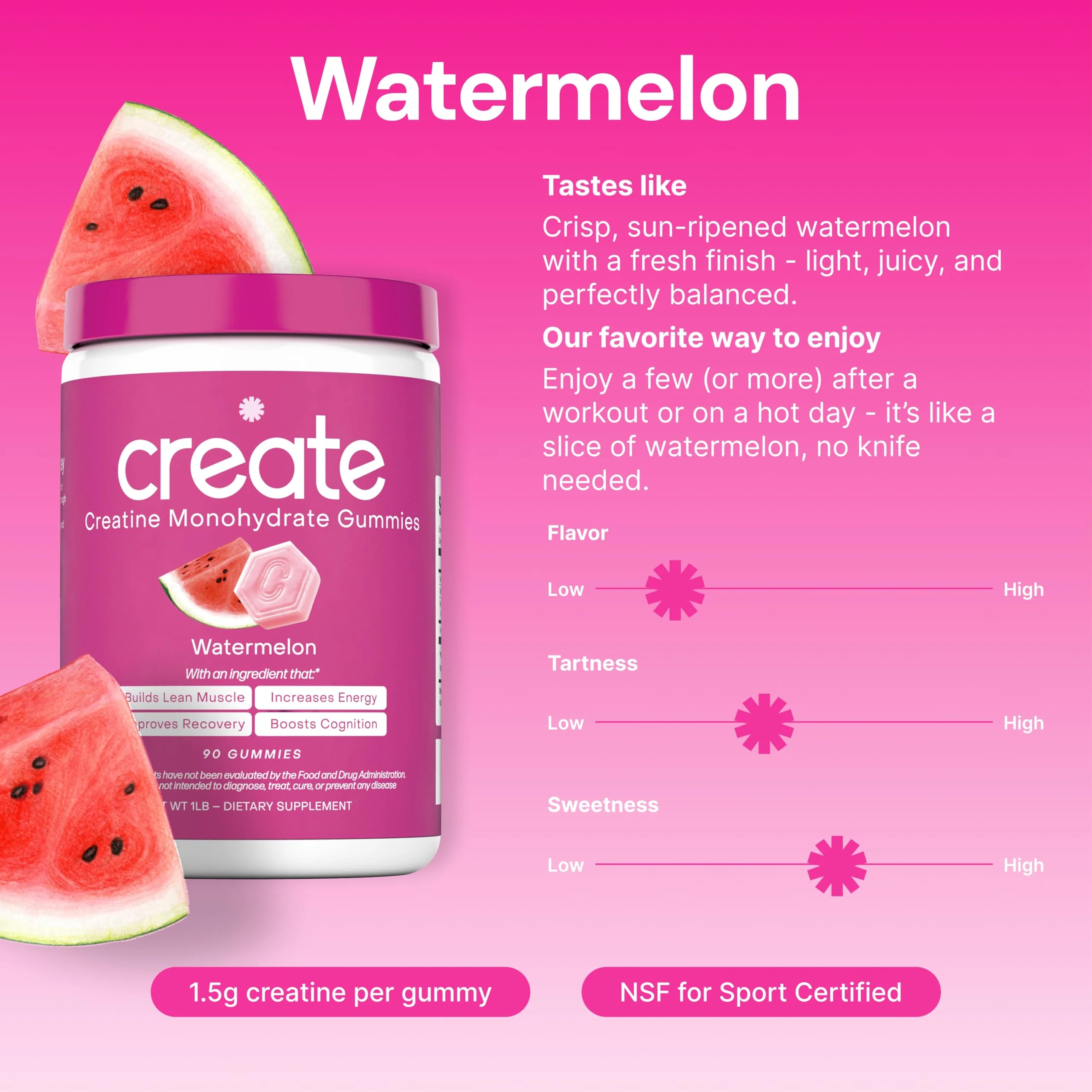 Create Creatine Monohydrate Gummies – 1.5g per Gummy, Vegan, Anti-Melt, Orange Flavor - Image 4