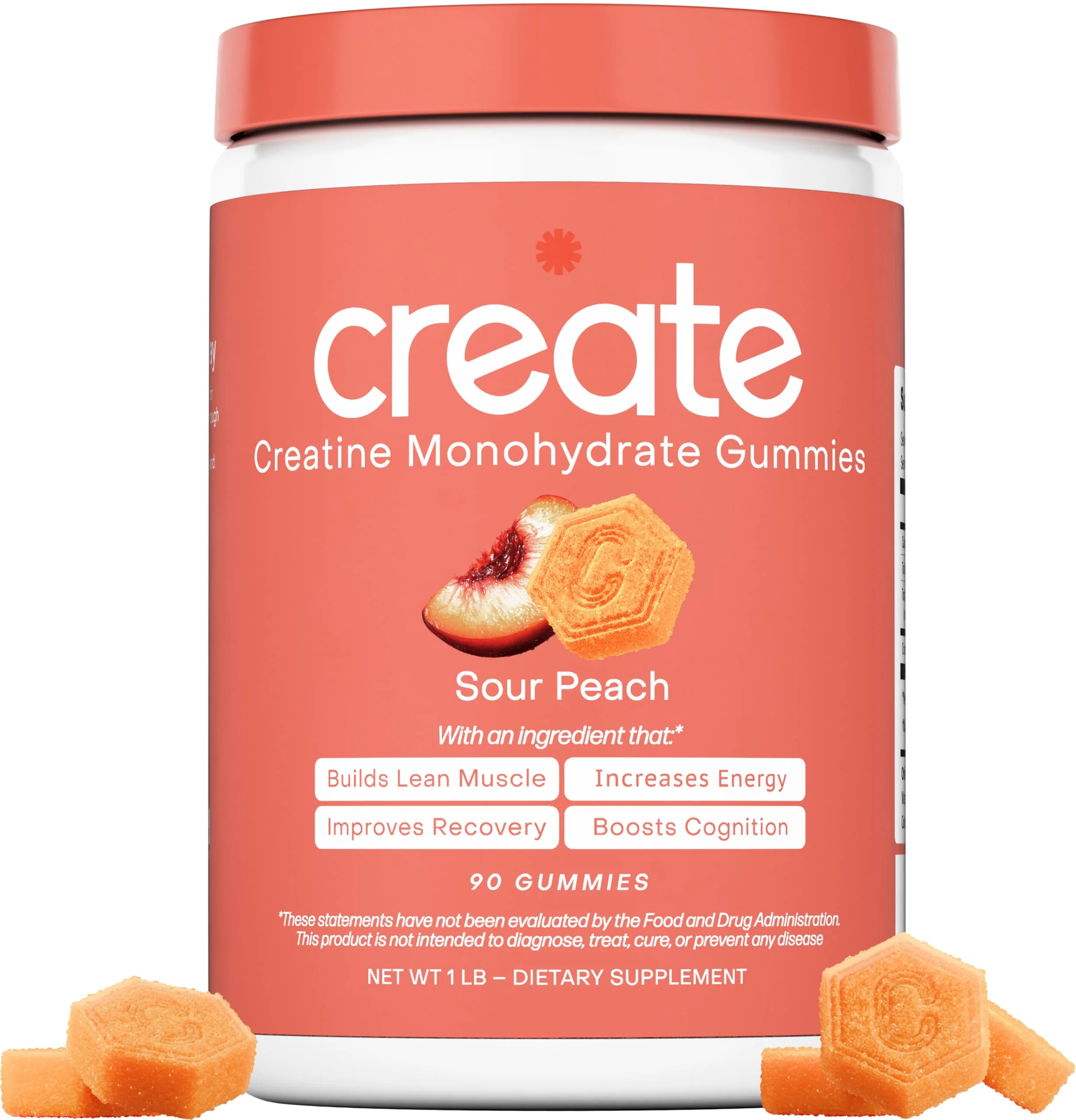 Create Creatine Monohydrate Gummies – 1.5g Per Gummy, Vegan, Anti-Melting, Sour Peach Flavor - Image 10
